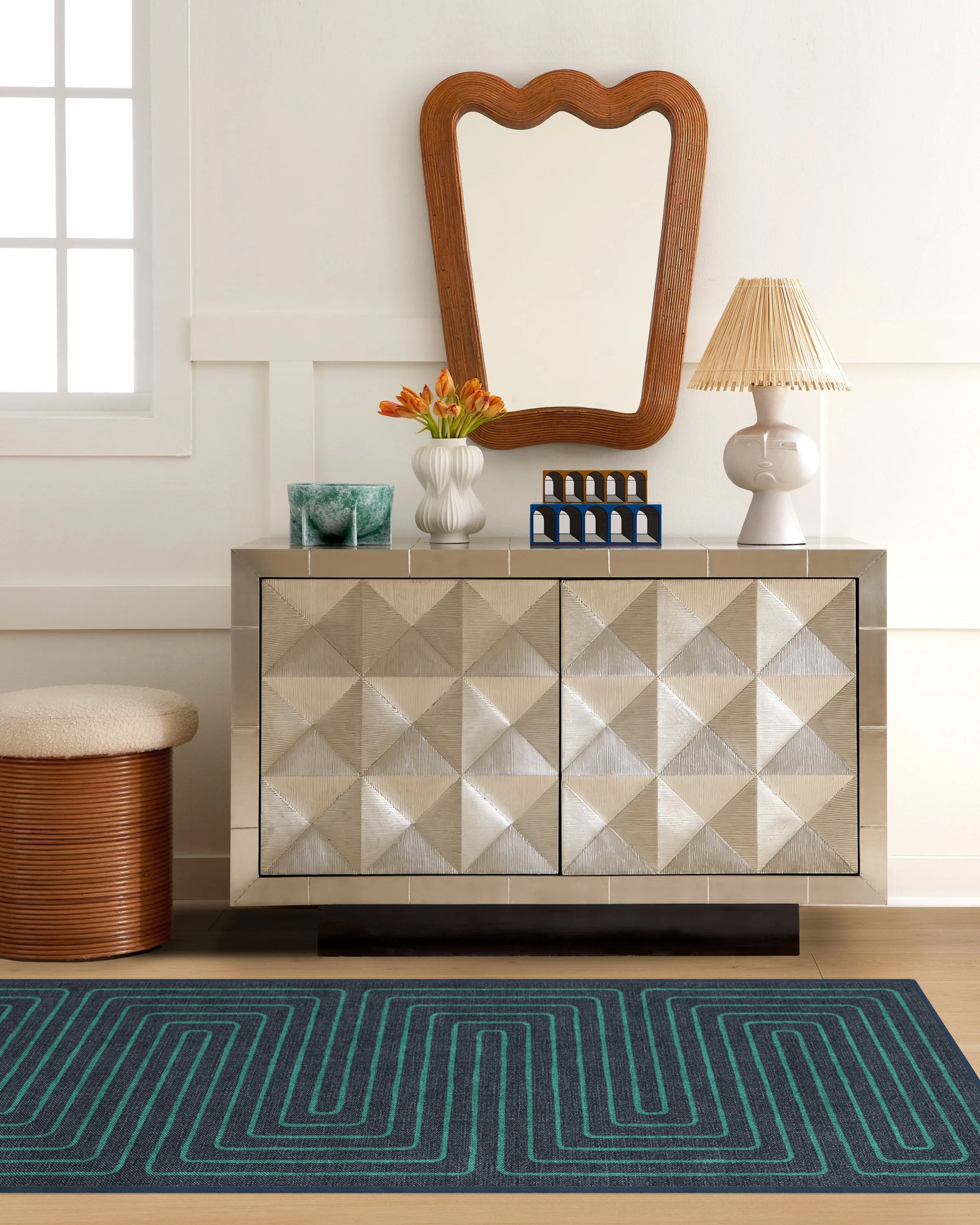Rectangle Area Rug Machine Washable - Navy, Chenille