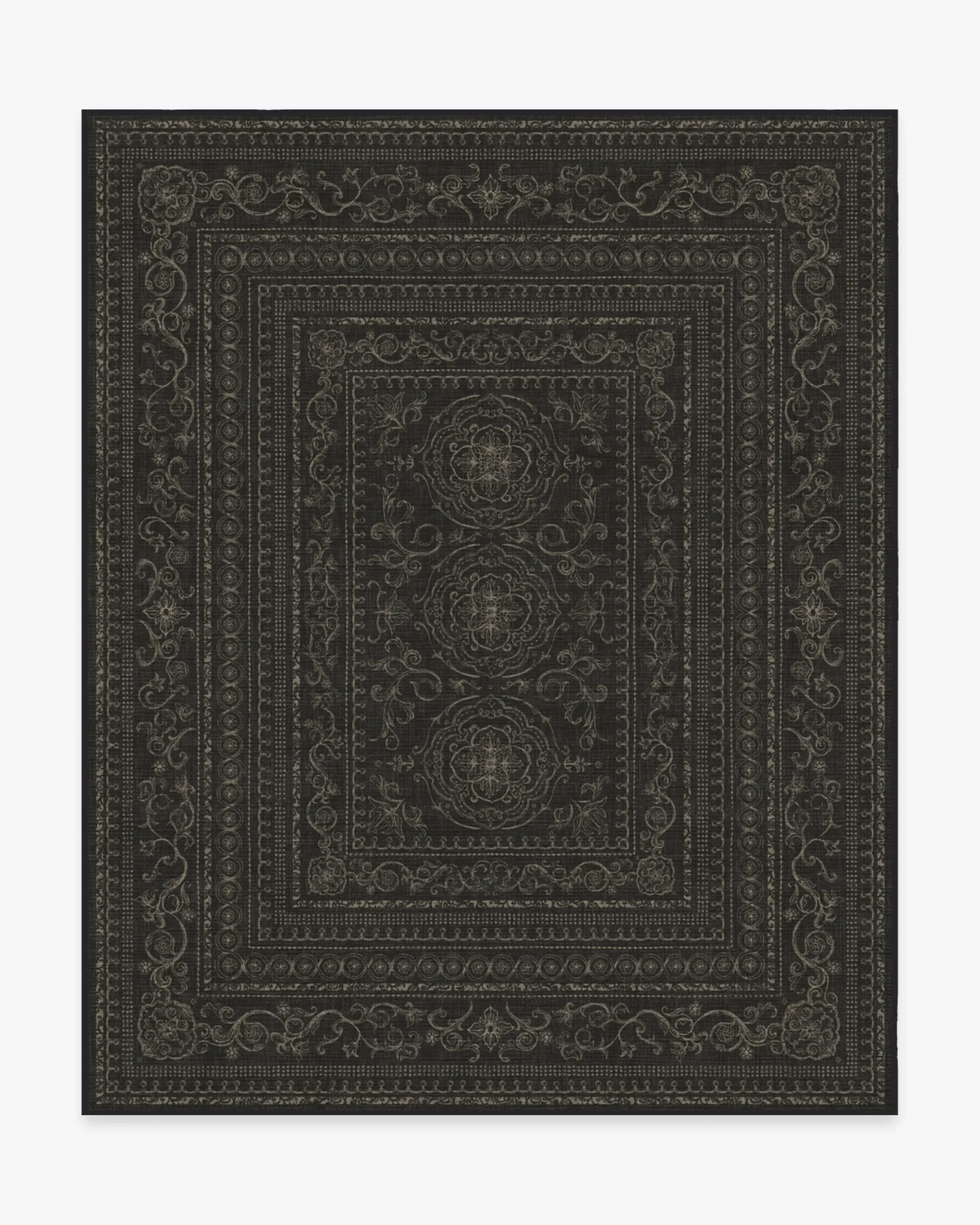 Rectangular Area Rug Machine Washable - Black, Chenille
