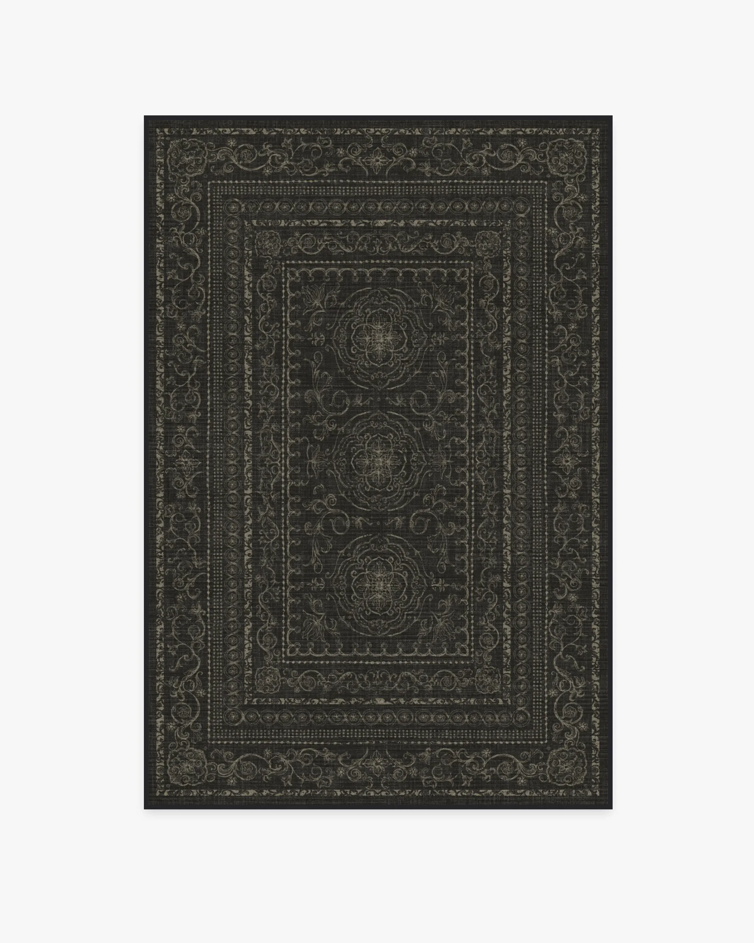 Rectangular Area Rug Machine Washable - Black, Chenille