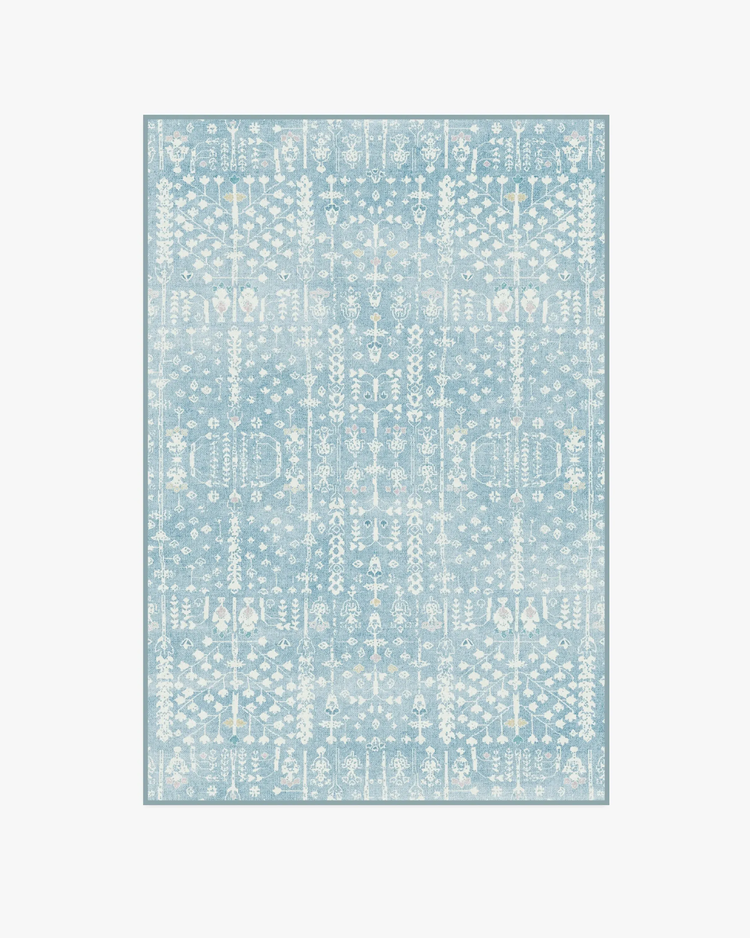 Rectangular Area Rug Machine Washable - Blue