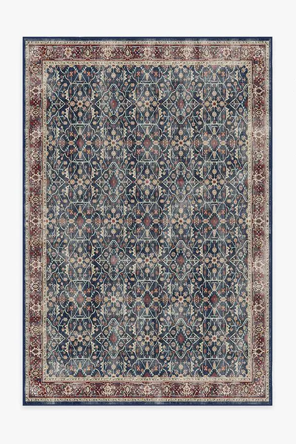 Rectangular Area Rug Machine Washable - Blue