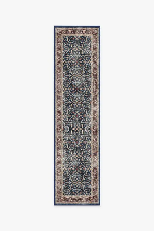 Rectangular Area Rug Machine Washable - Blue