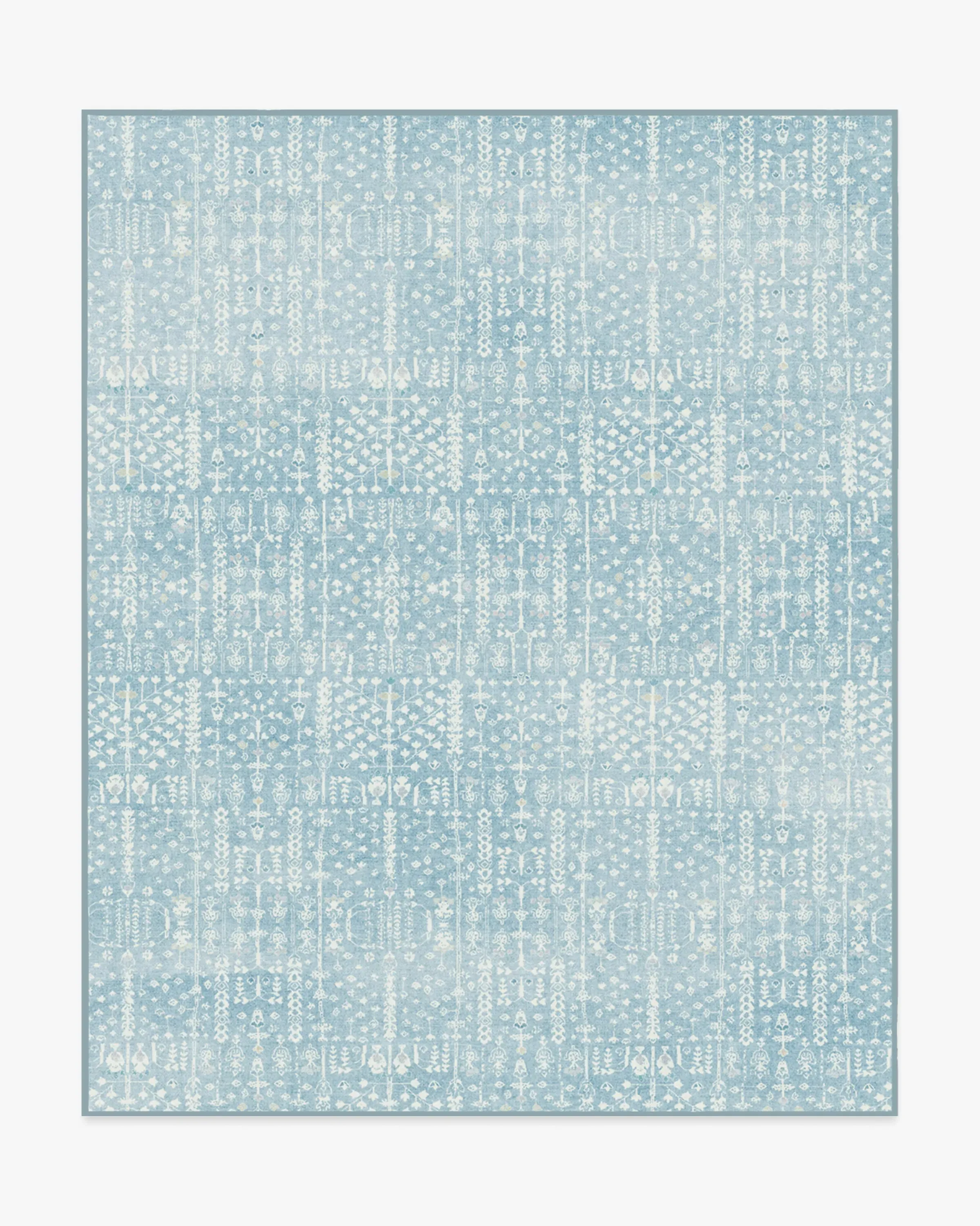 Rectangular Area Rug Machine Washable - Blue