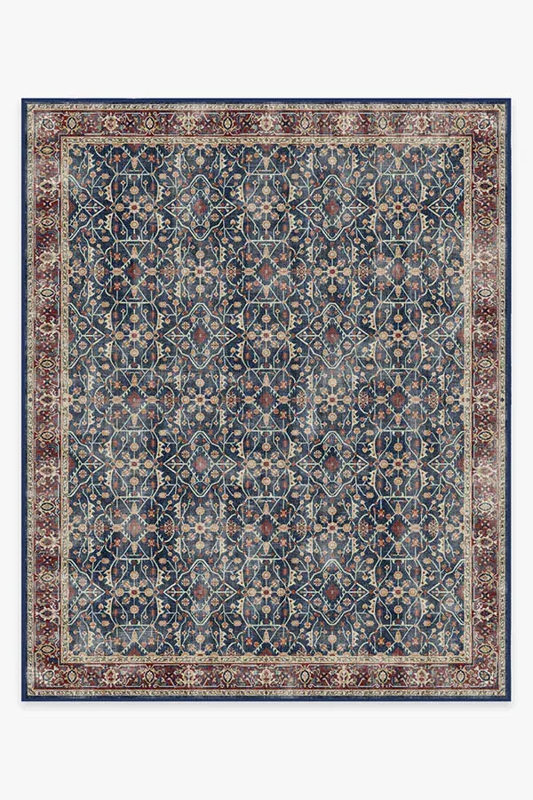 Rectangular Area Rug Machine Washable - Blue
