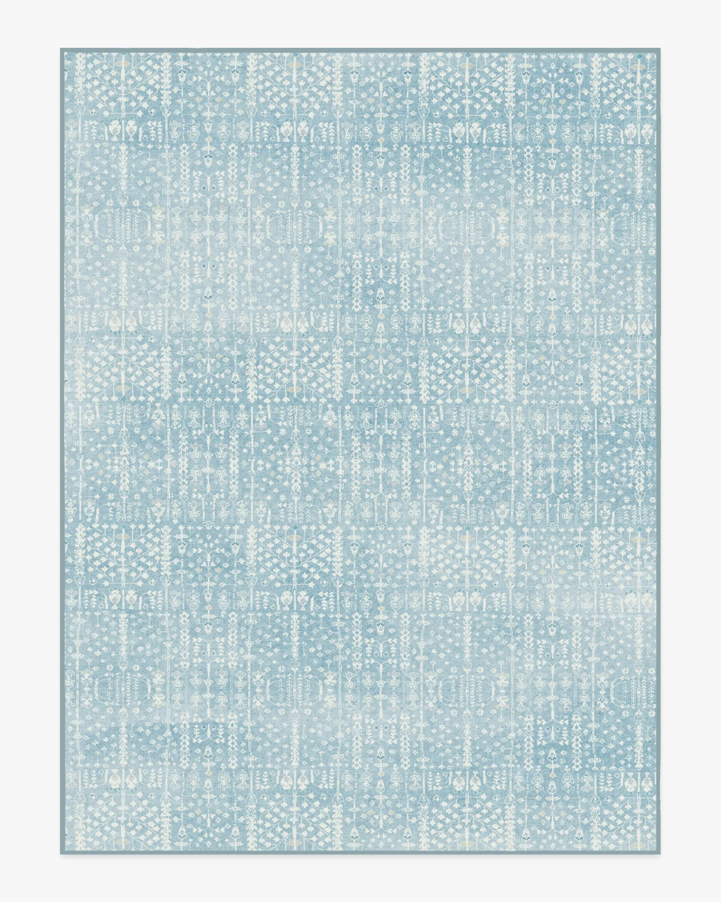 Rectangular Area Rug Machine Washable - Blue
