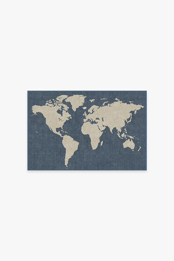Rectangular Area Rug Machine Washable - Blue image
