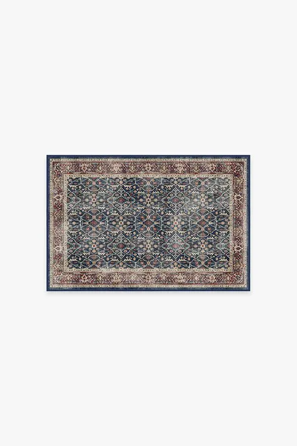 Rectangular Area Rug Machine Washable - Blue image
