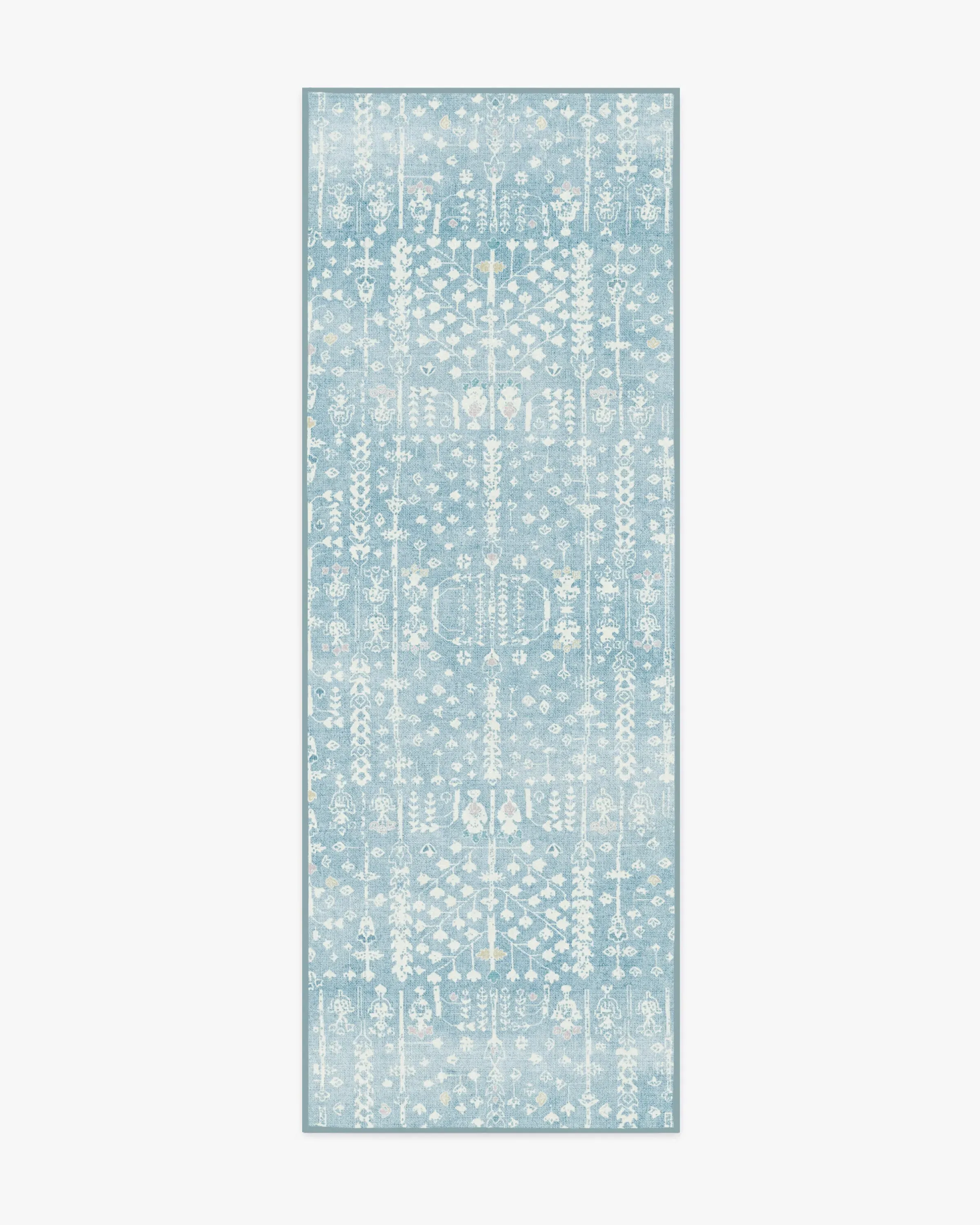 Rectangular Area Rug Machine Washable - Blue