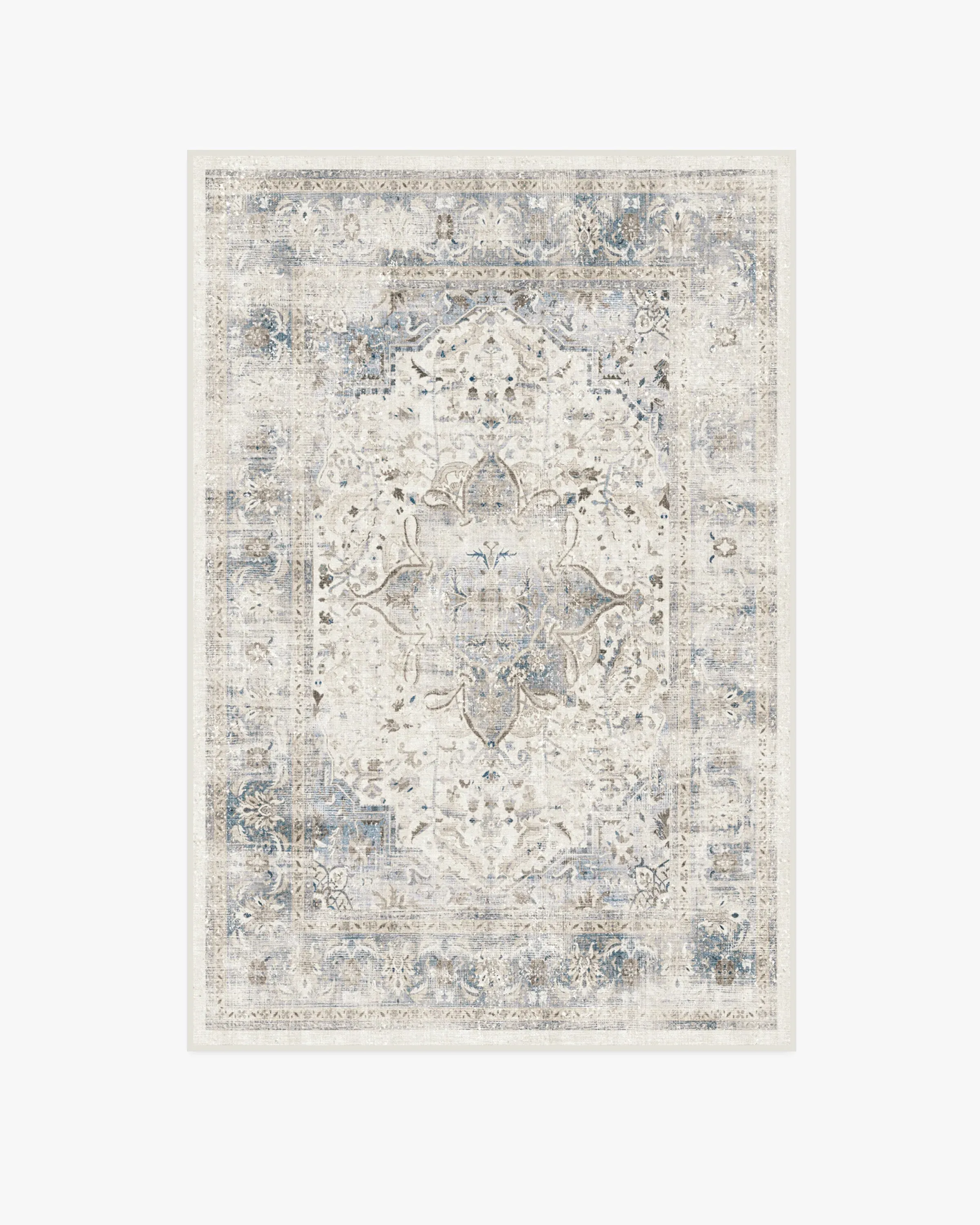 Rectangular Area Rug Machine Washable - Blue