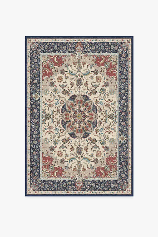 Rectangular Area Rug Machine Washable - Blue