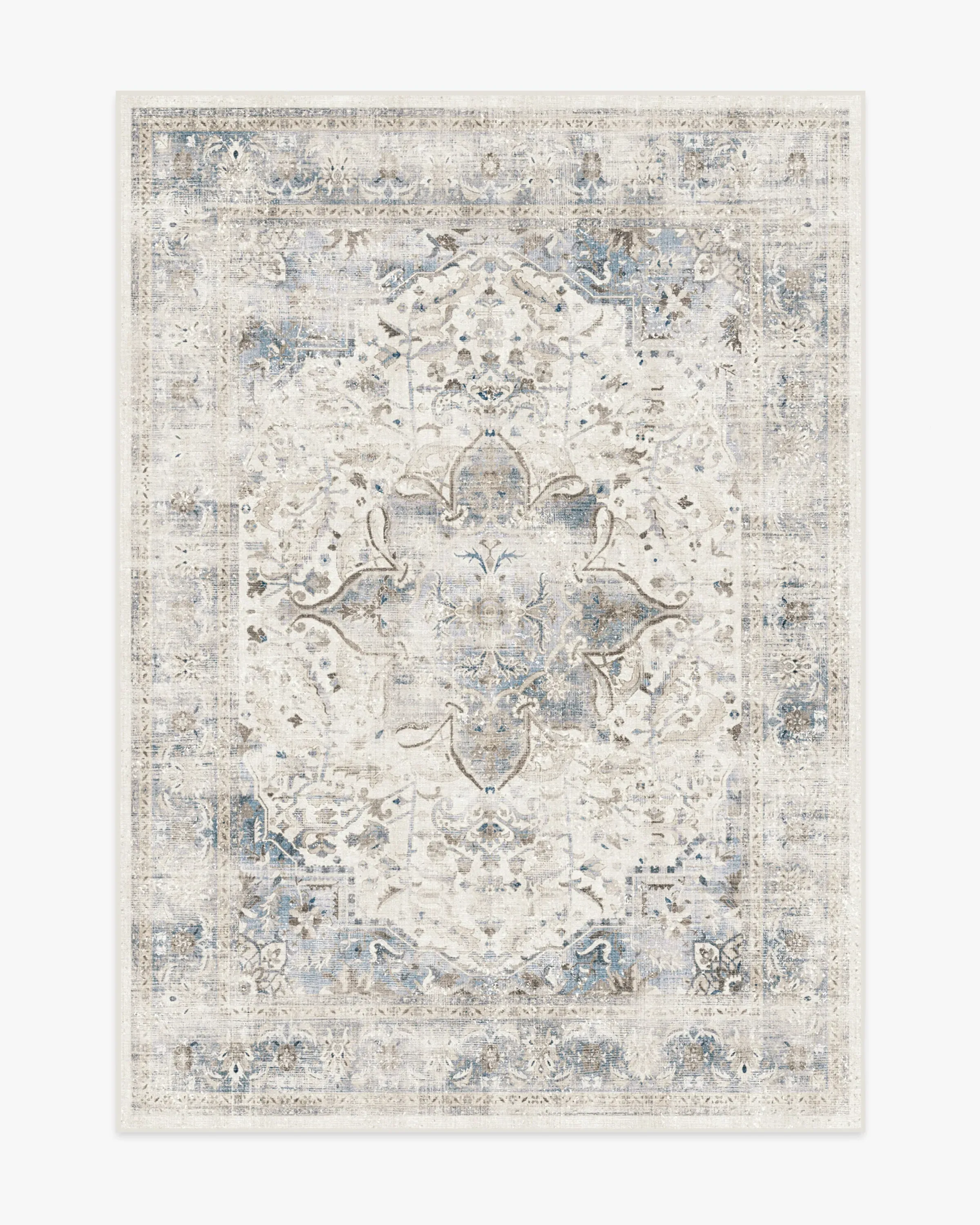 Rectangular Area Rug Machine Washable - Blue