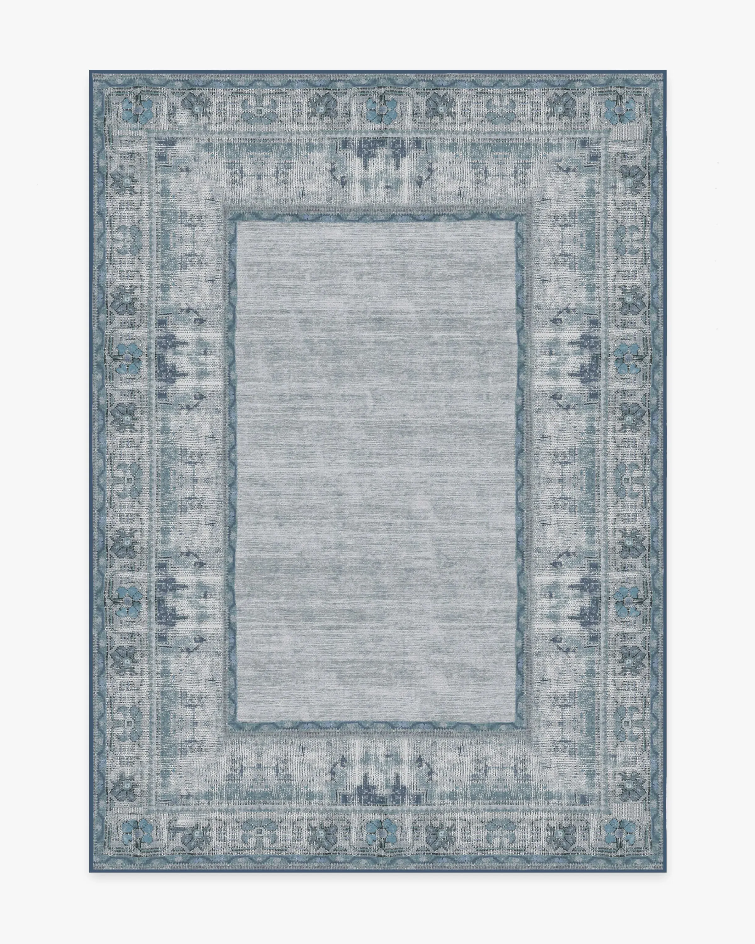 Rectangular Area Rug Machine Washable - Blue