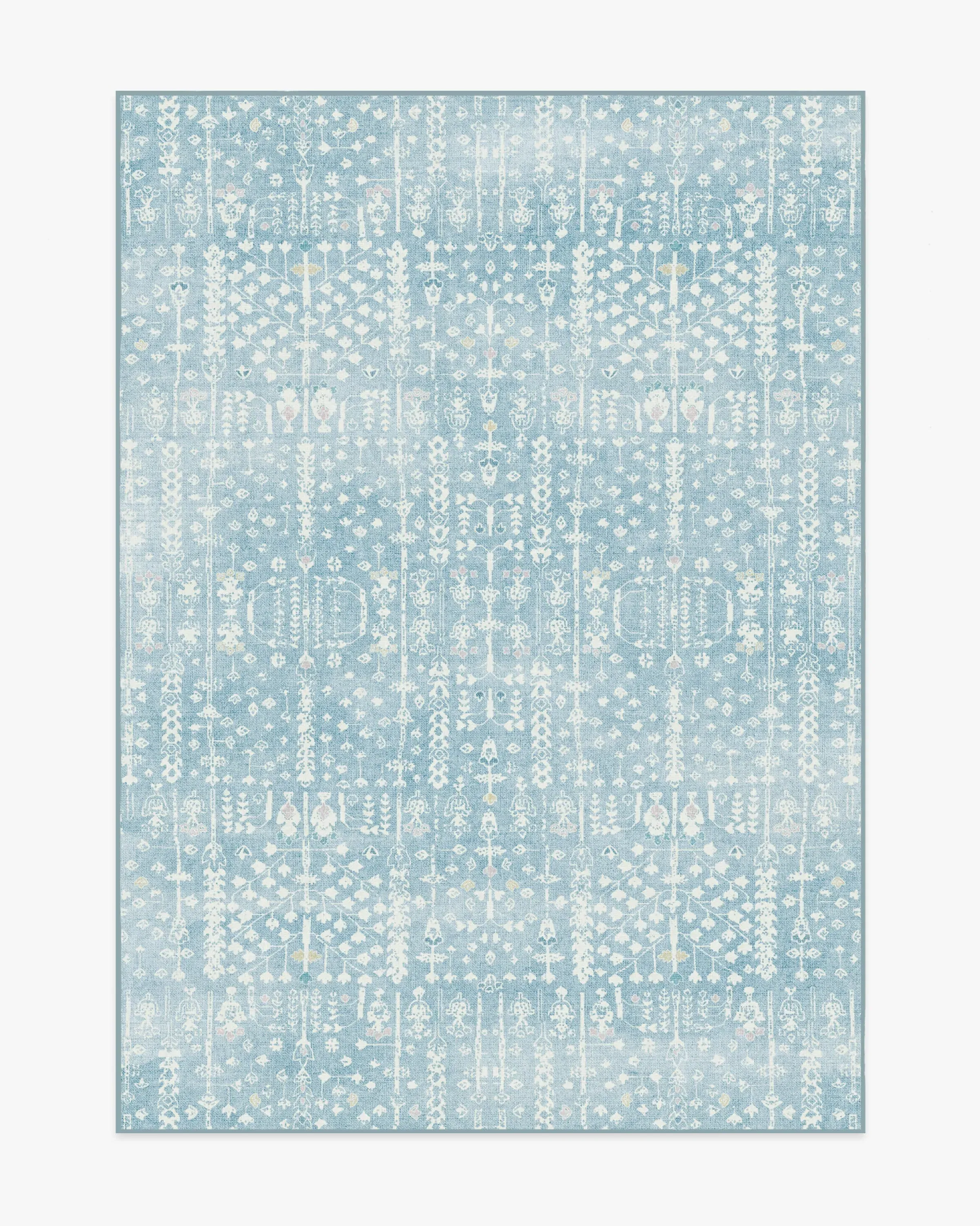 Rectangular Area Rug Machine Washable - Blue