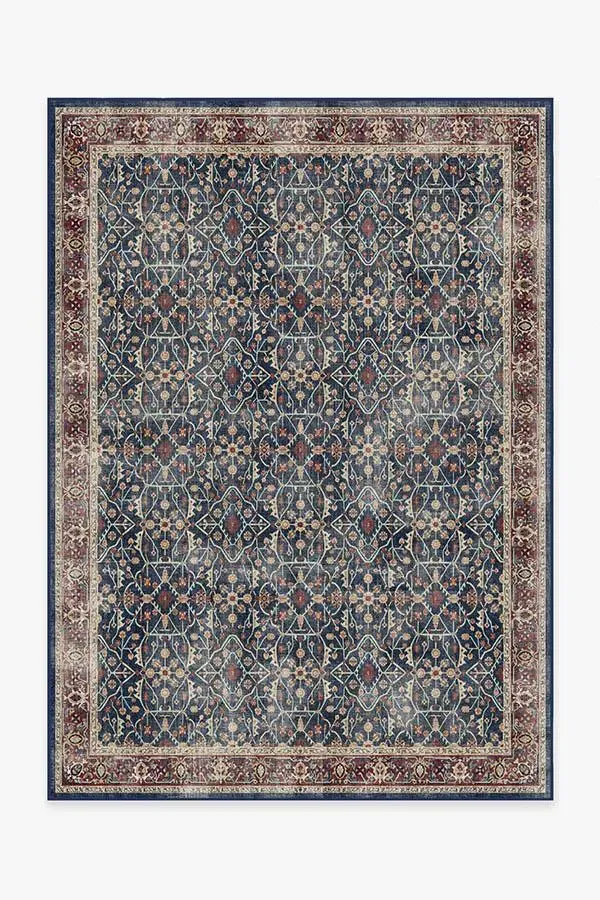 Rectangular Area Rug Machine Washable - Blue