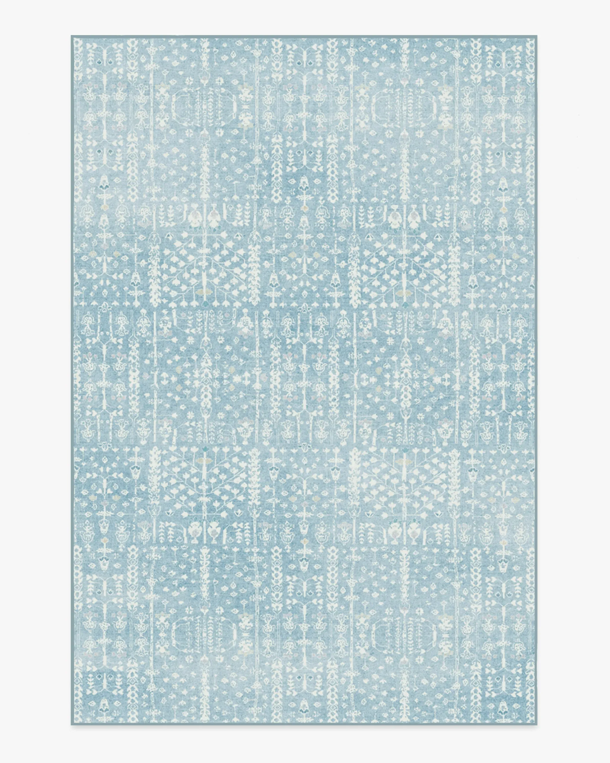 Rectangular Area Rug Machine Washable - Blue