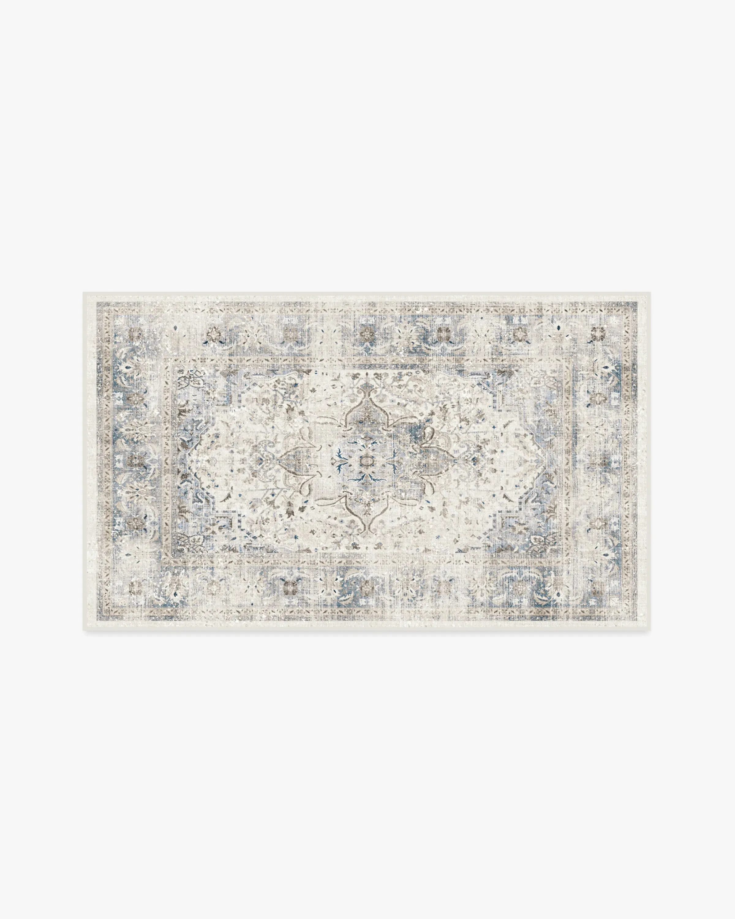 Rectangular Area Rug Machine Washable - Blue