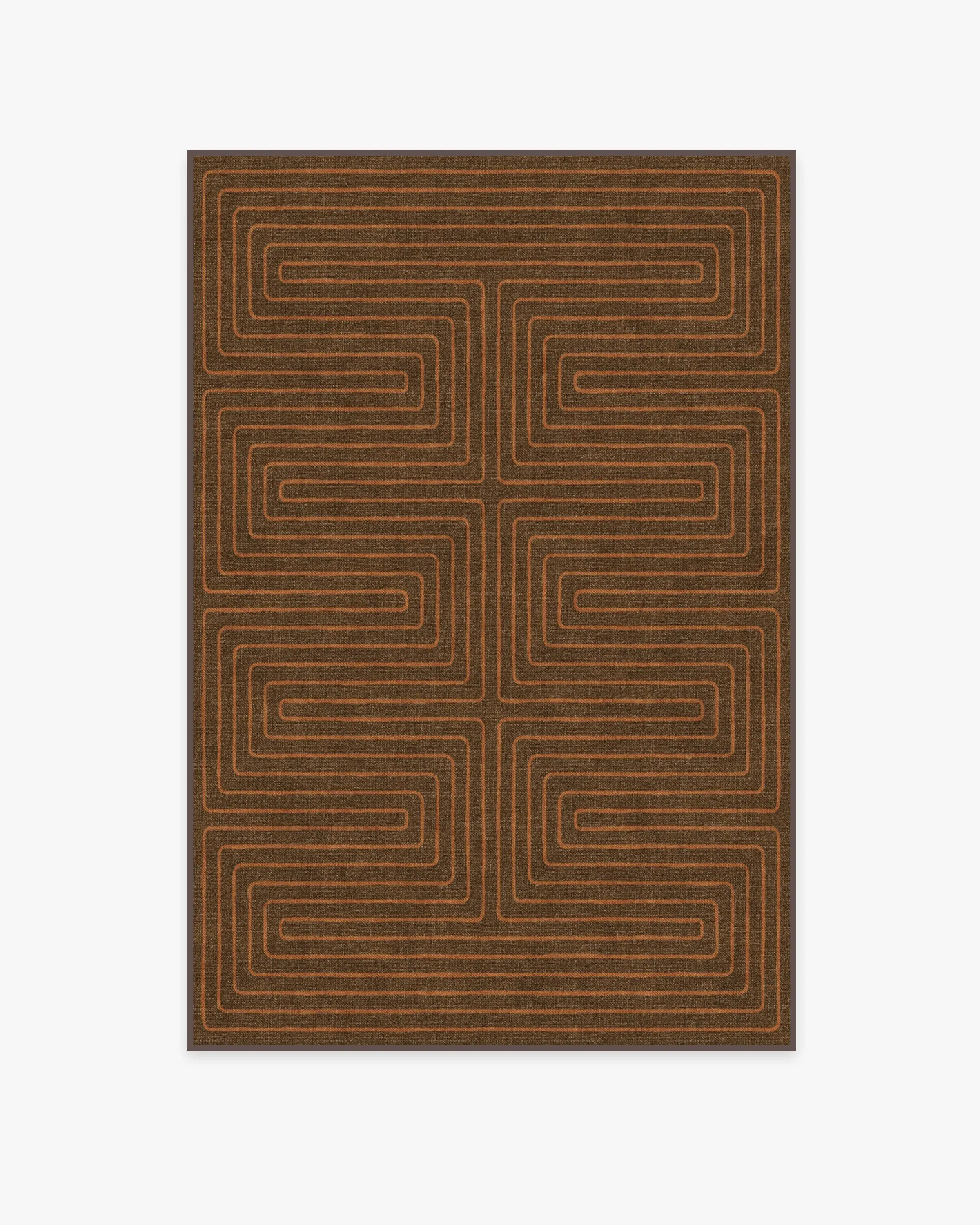 Rectangular Area Rug Machine Washable - Brown, Chenille