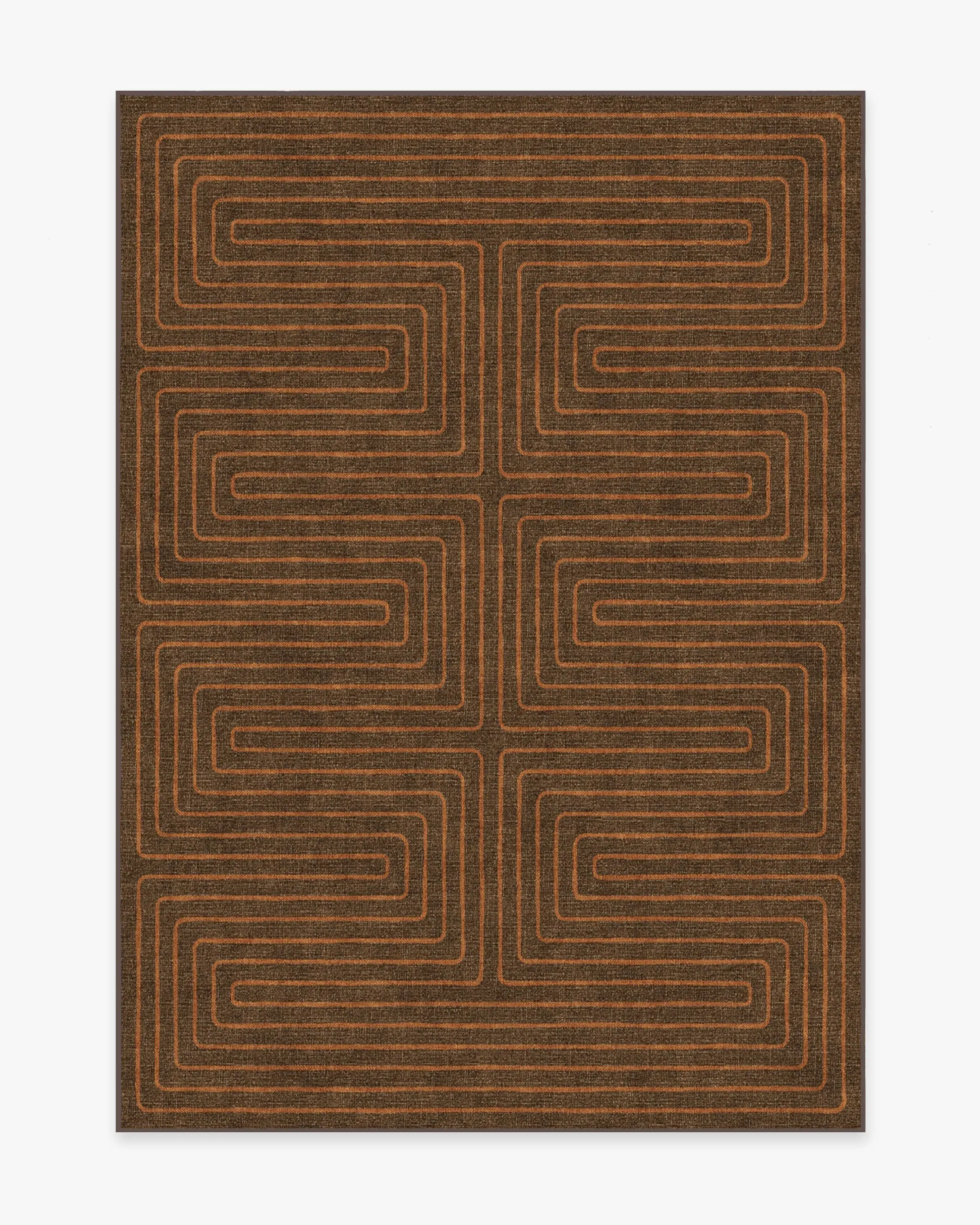 Rectangular Area Rug Machine Washable - Brown, Chenille