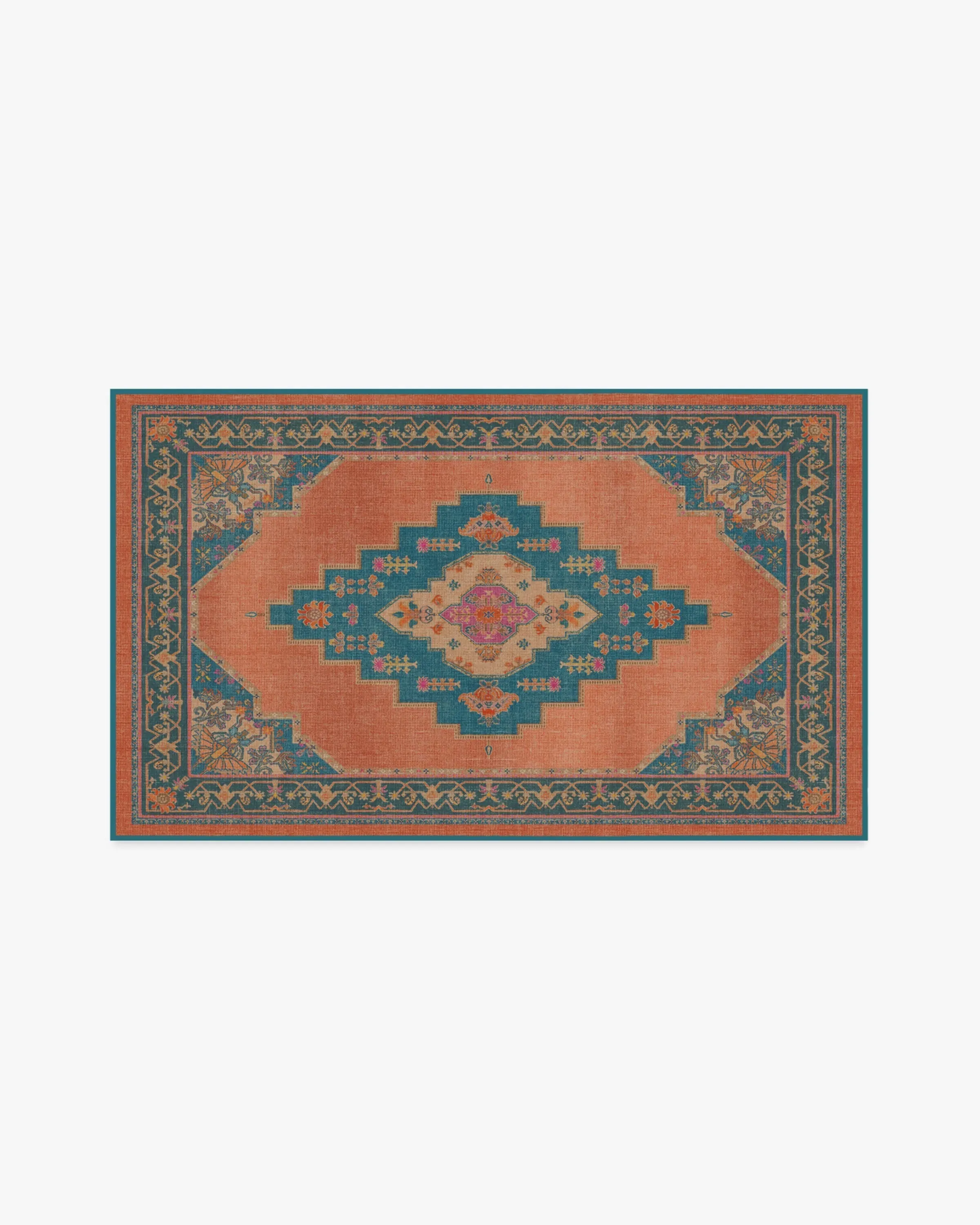 Rectangular Area Rug Machine Washable - Coral