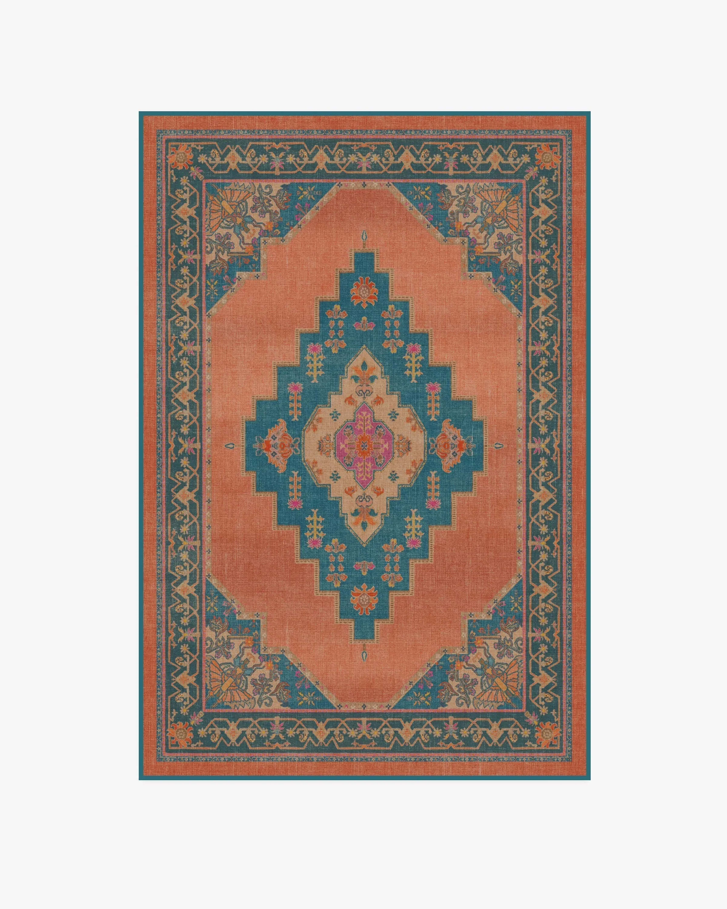 Rectangular Area Rug Machine Washable - Coral
