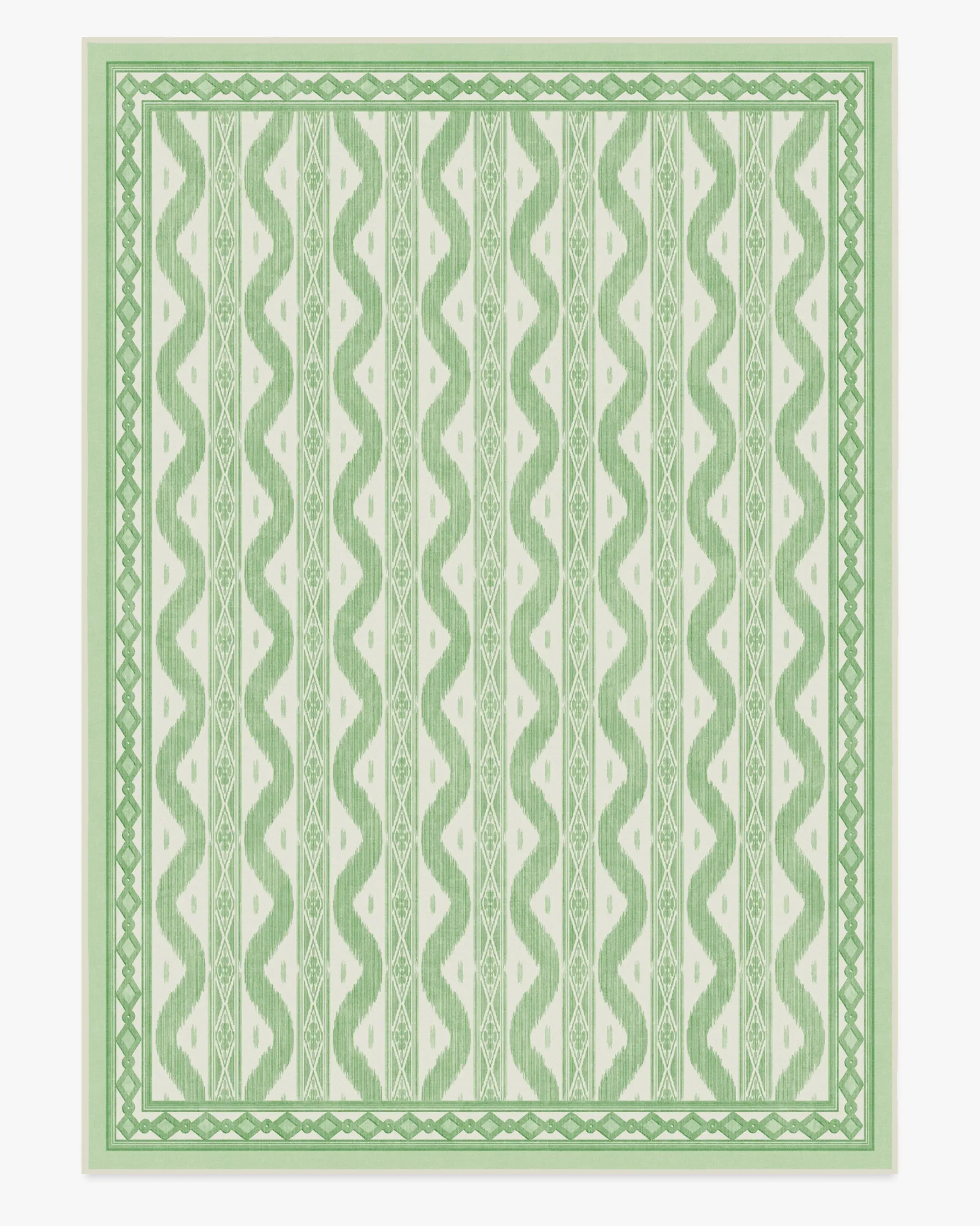 Rectangular Area Rug Machine Washable - Green