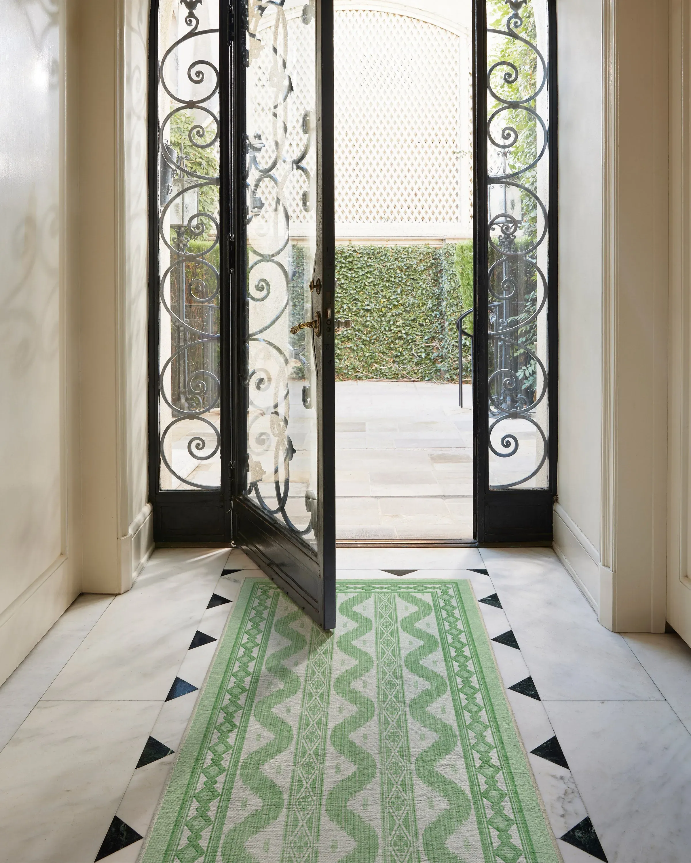 Rectangular Area Rug Machine Washable - Green