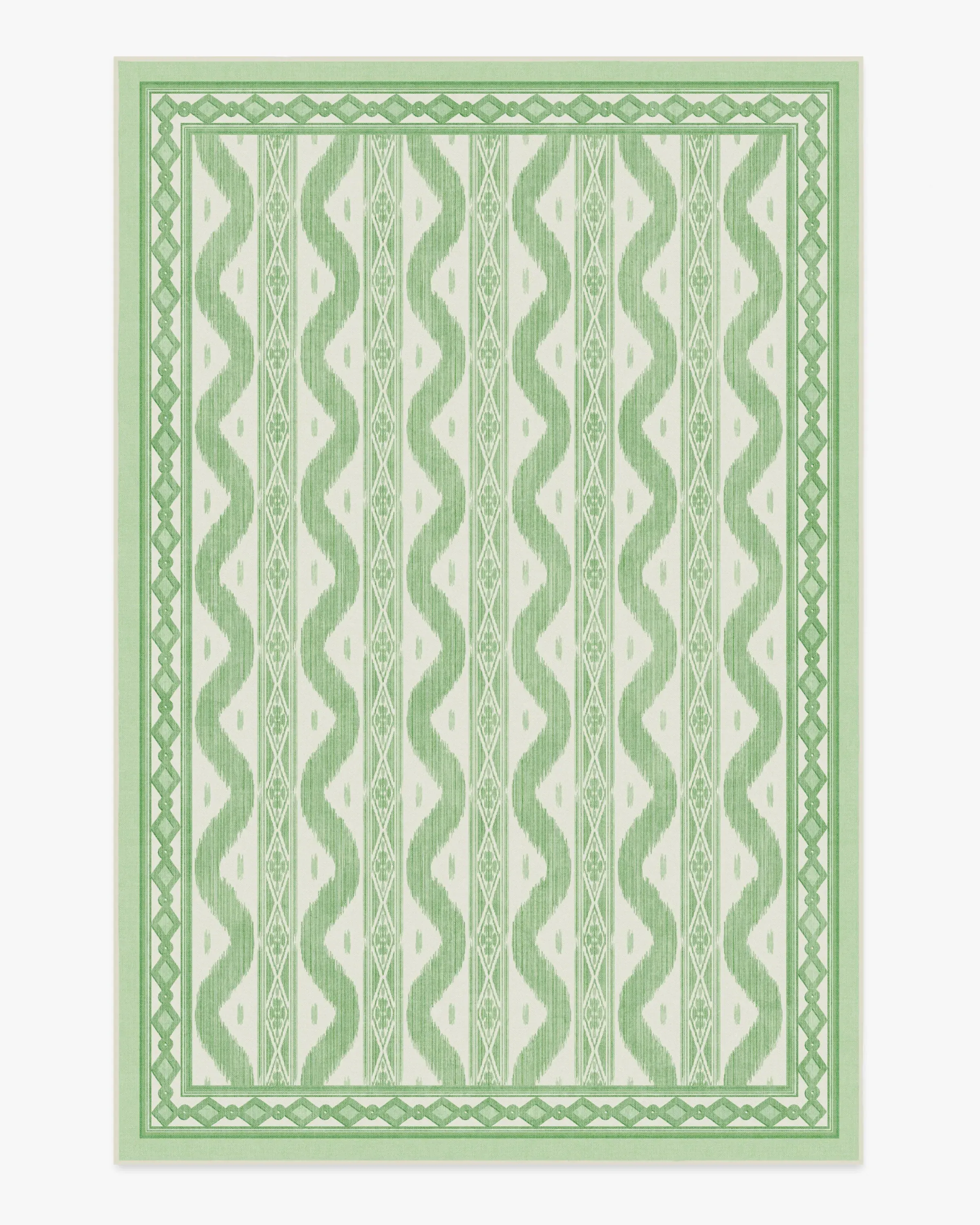 Rectangular Area Rug Machine Washable - Green