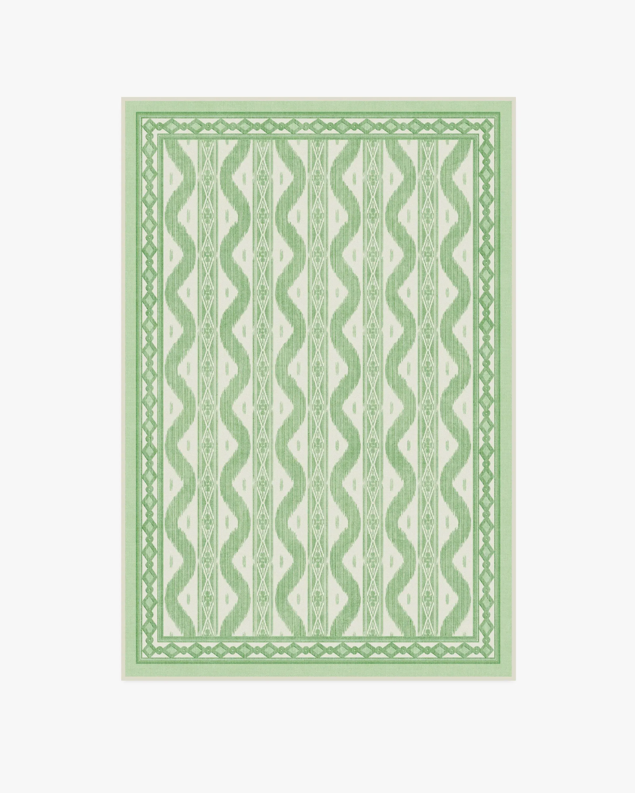 Rectangular Area Rug Machine Washable - Green