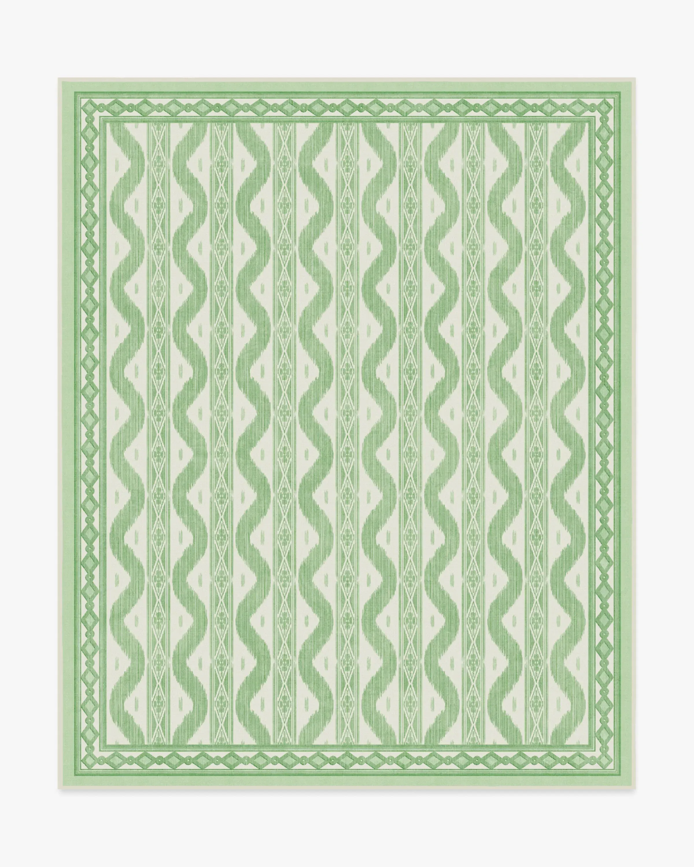 Rectangular Area Rug Machine Washable - Green