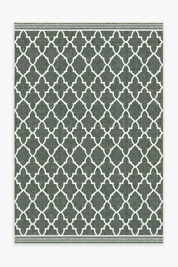 Rectangular Area Rug Machine Washable - Green