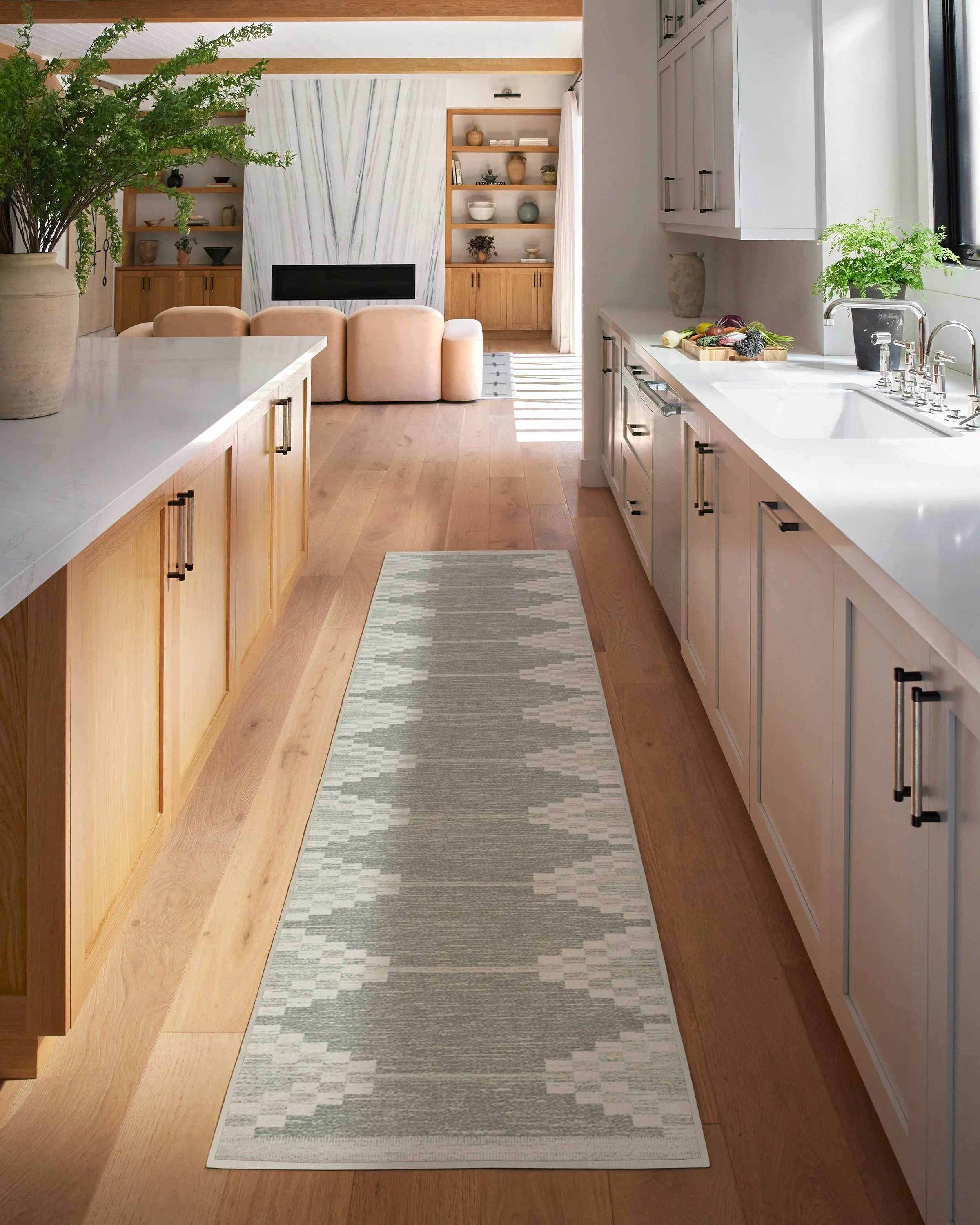 Rectangular Area Rug Machine Washable - Grey