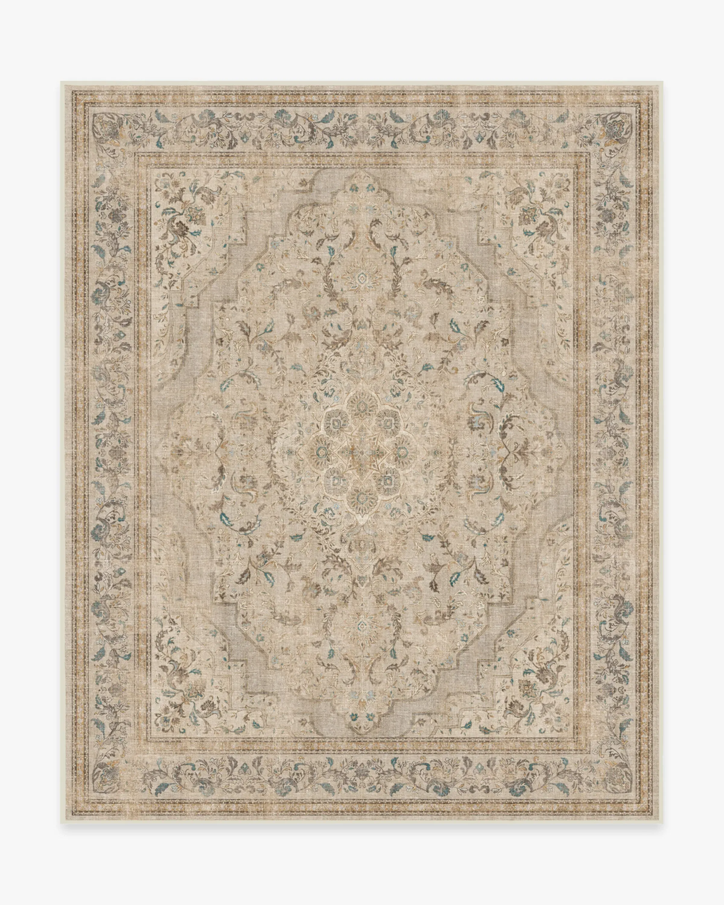 Rectangular Area Rug Machine Washable - Ivory