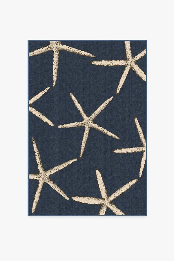 Rectangular Area Rug Machine Washable - Navy