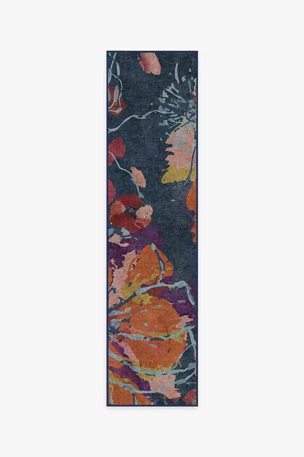 Rectangular Area Rug Machine Washable - Navy