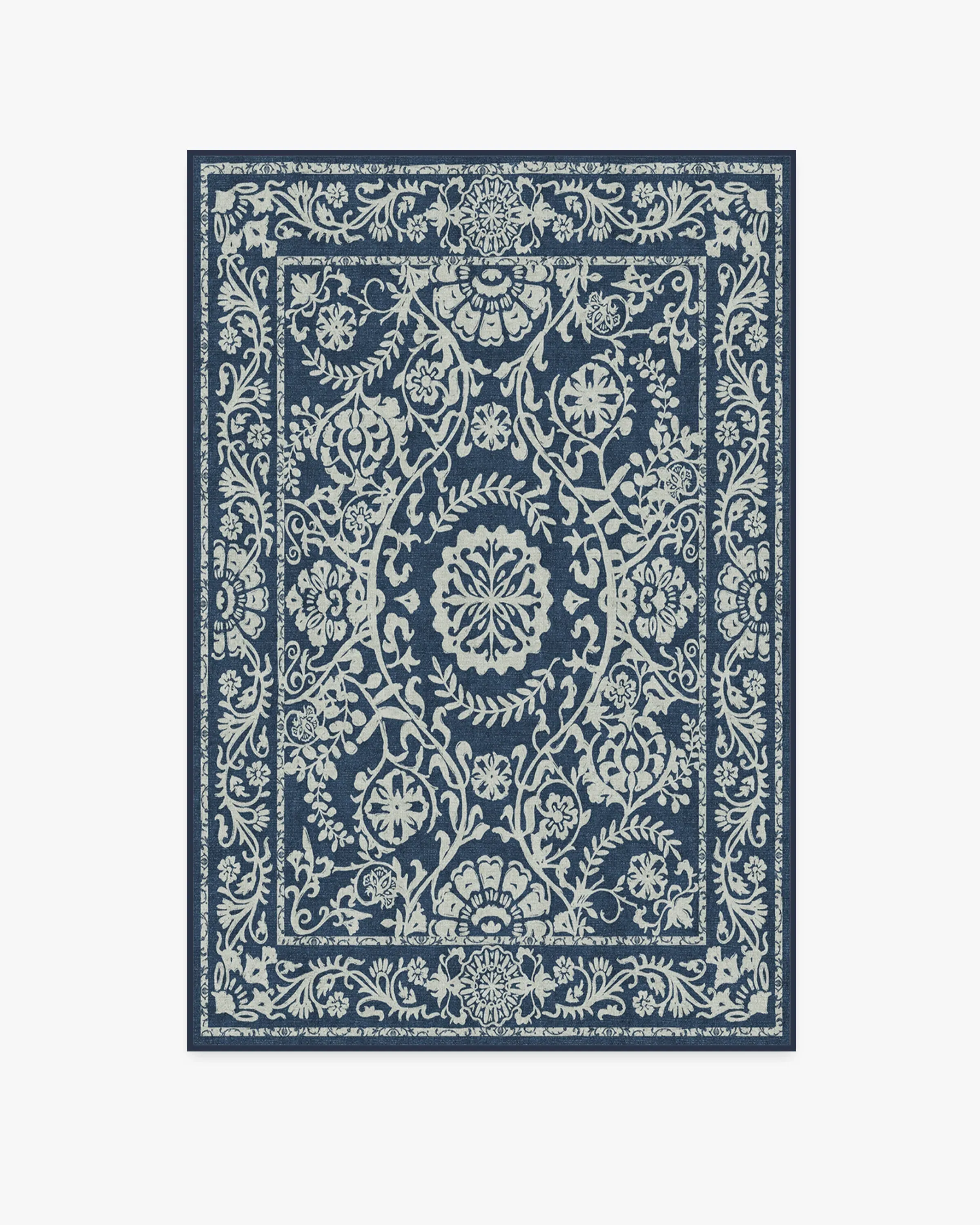 Rectangular Area Rug Machine Washable - Navy Blue