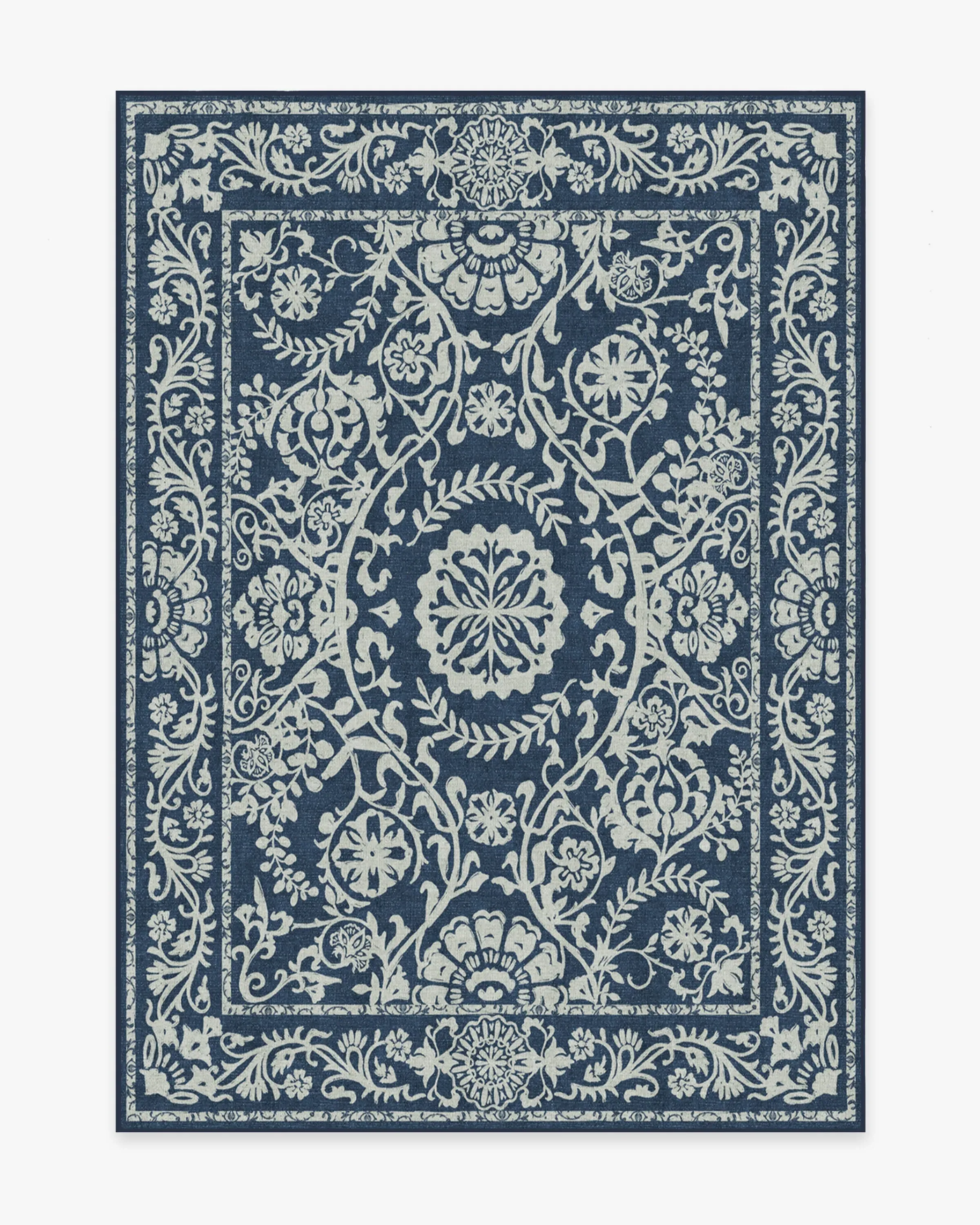 Rectangular Area Rug Machine Washable - Navy Blue