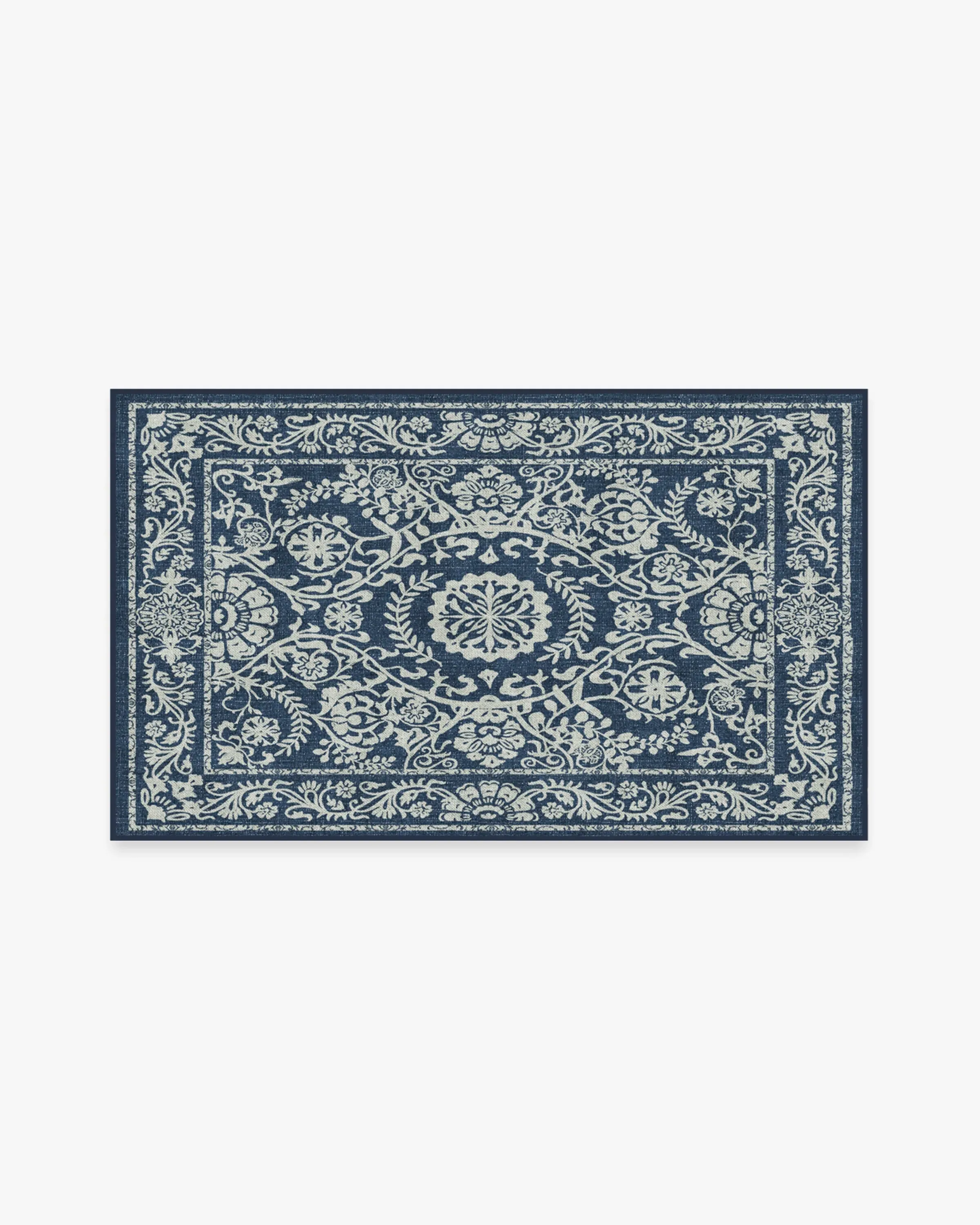 Rectangular Area Rug Machine Washable - Navy Blue
