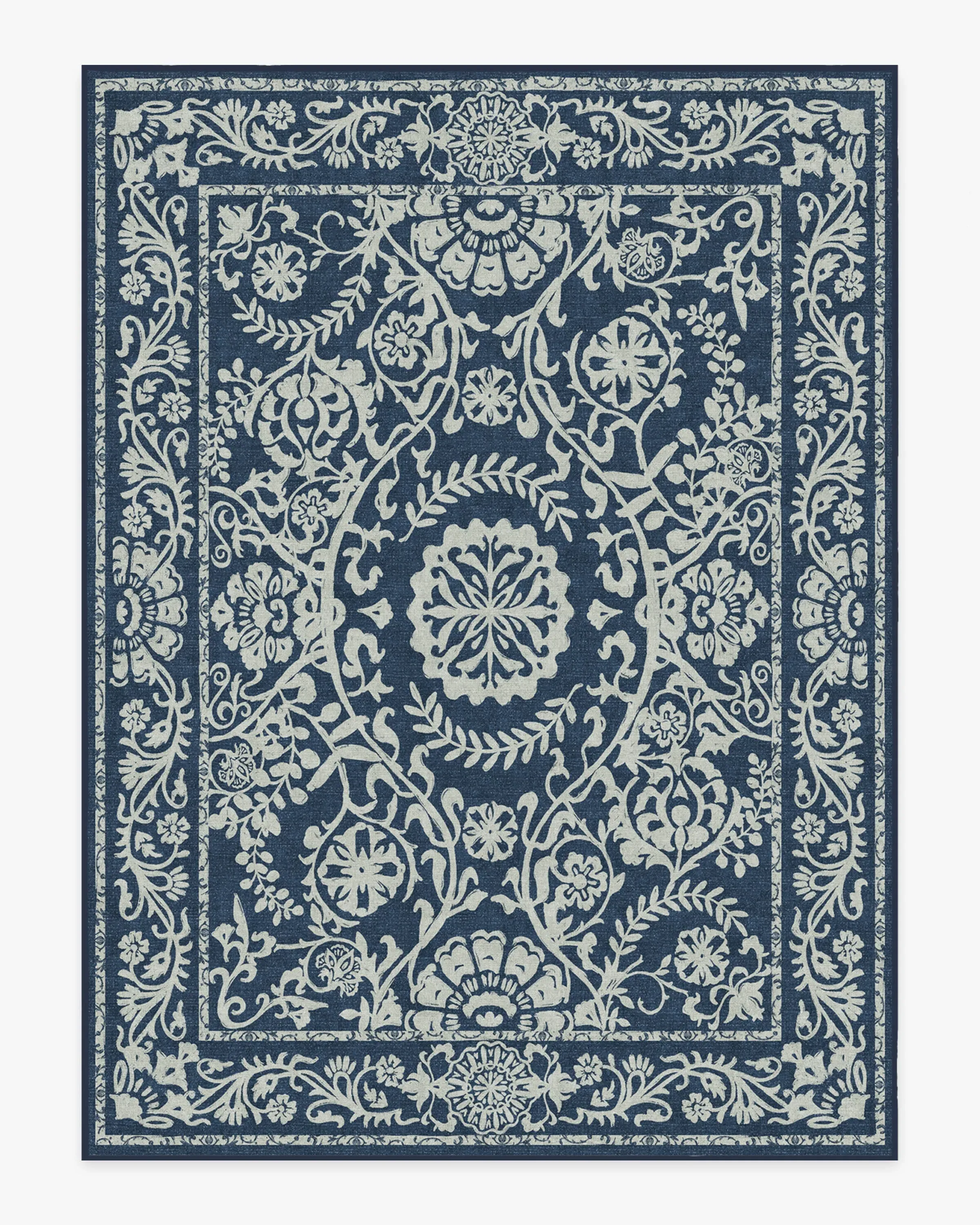 Rectangular Area Rug Machine Washable - Navy Blue