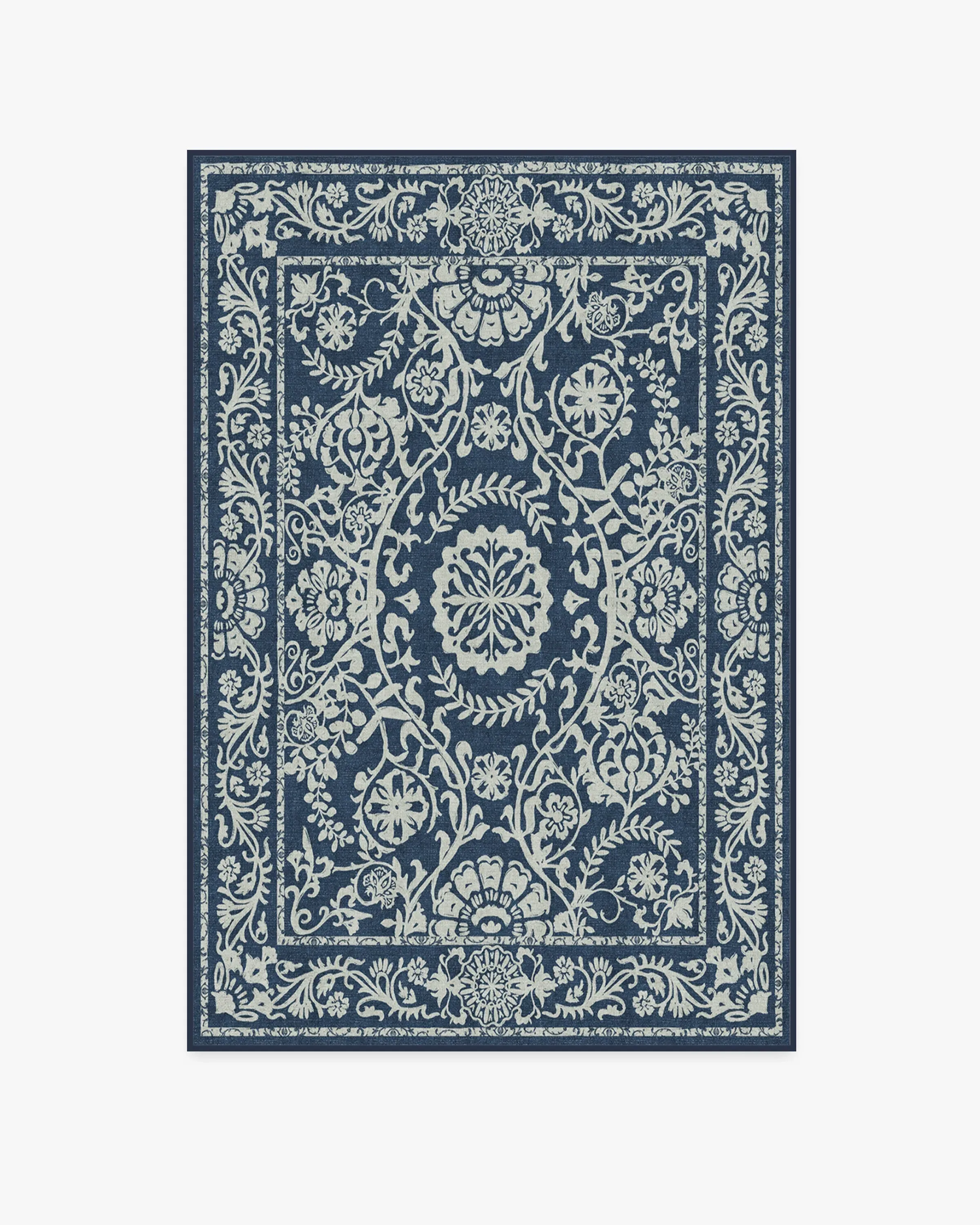 Rectangular Area Rug Machine Washable - Navy Blue