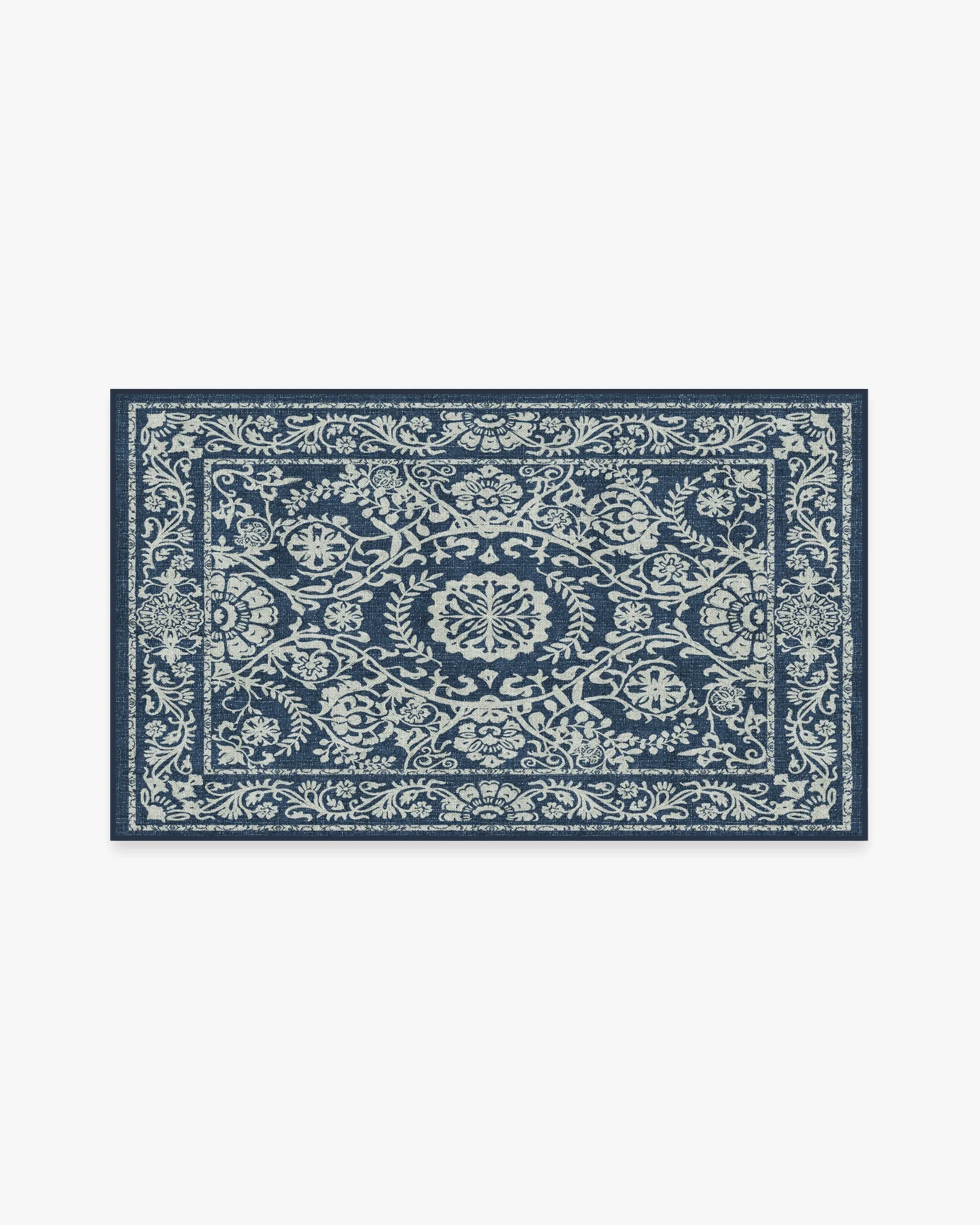 Rectangular Area Rug Machine Washable - Navy Blue