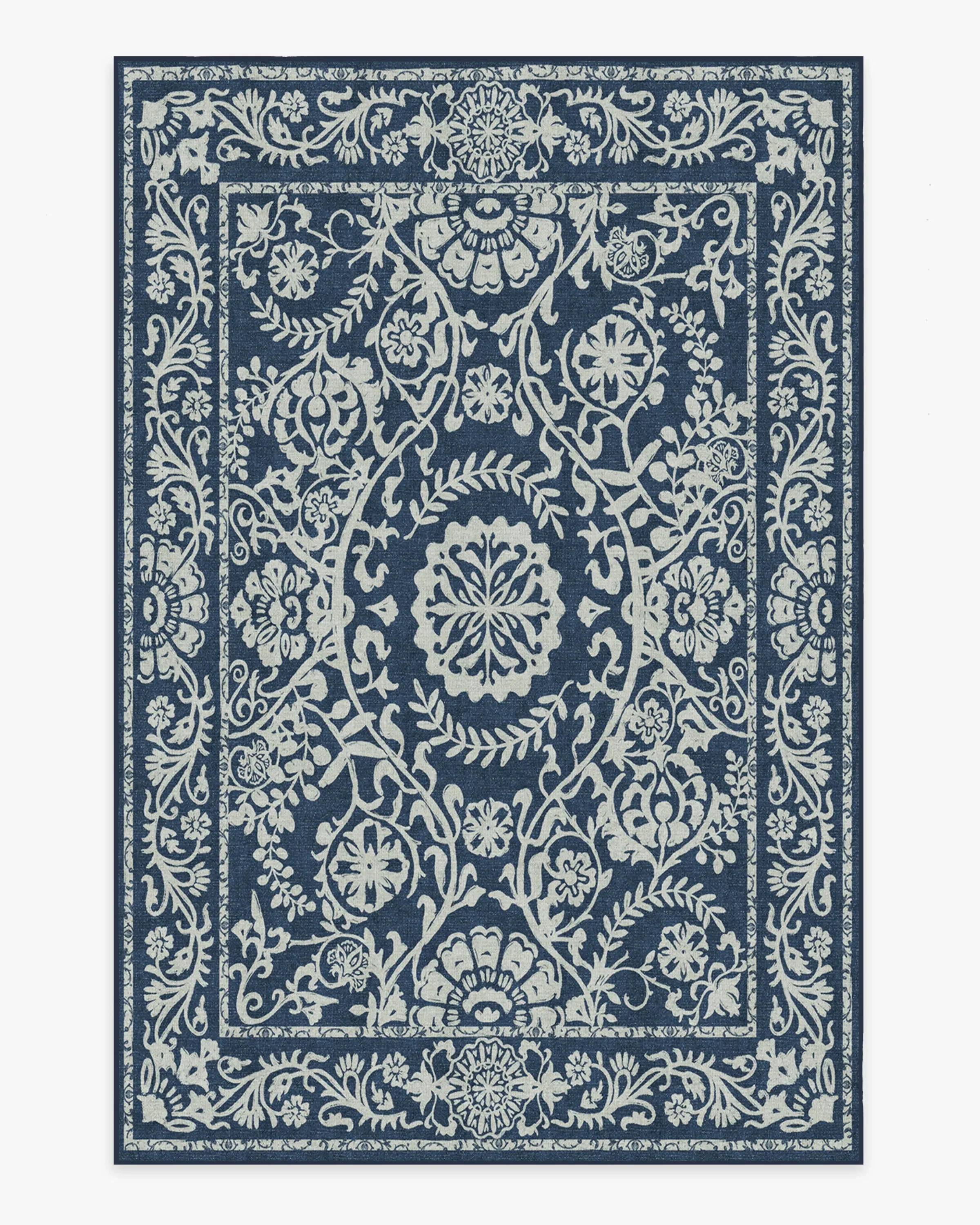 Rectangular Area Rug Machine Washable - Navy Blue