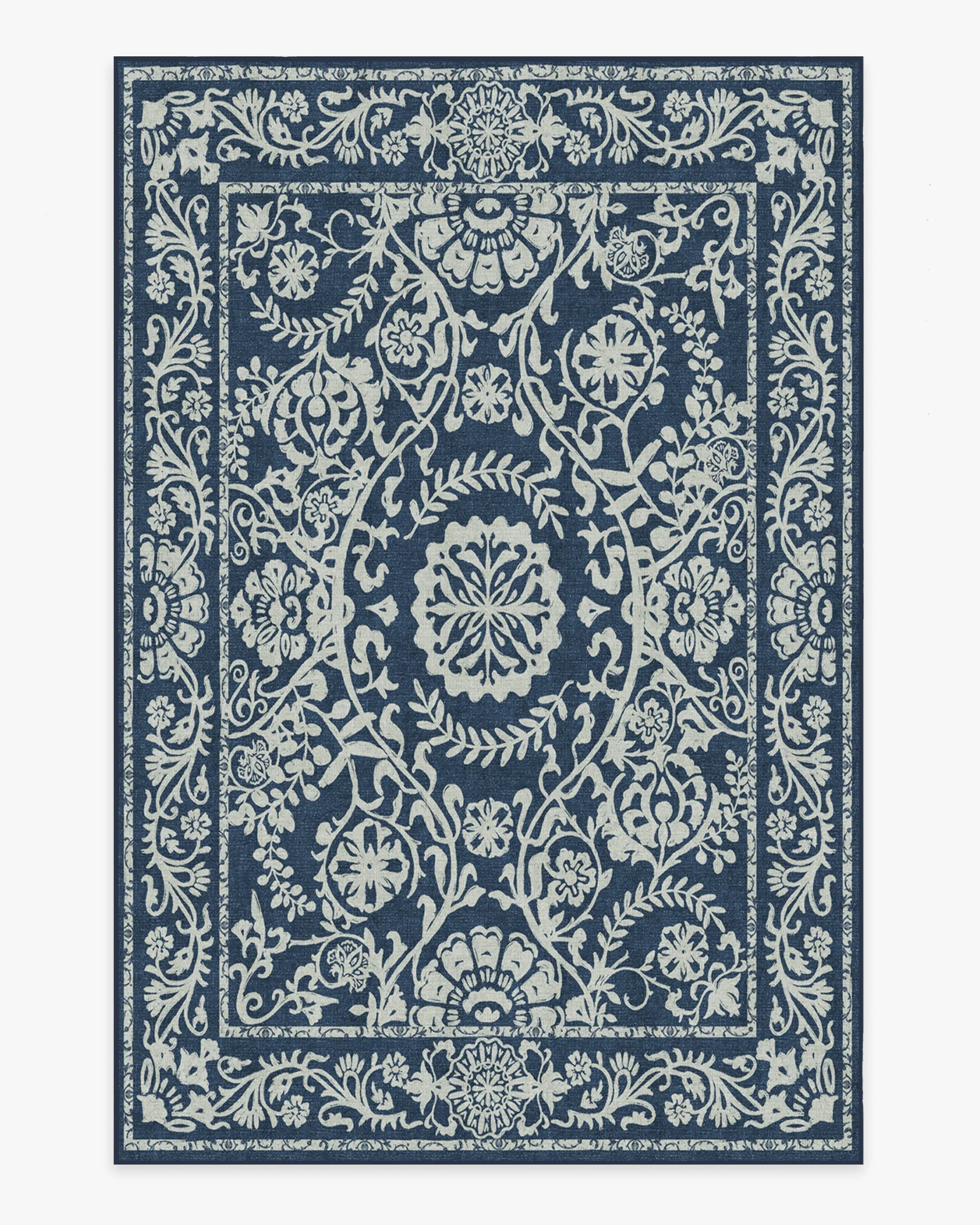 Rectangular Area Rug Machine Washable - Navy Blue
