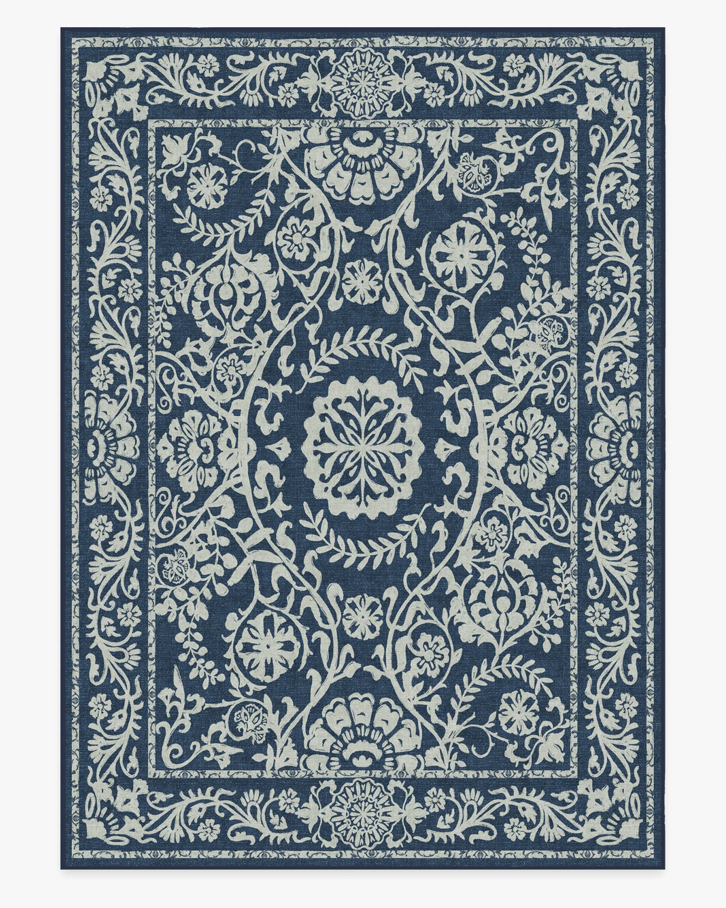 Rectangular Area Rug Machine Washable - Navy Blue