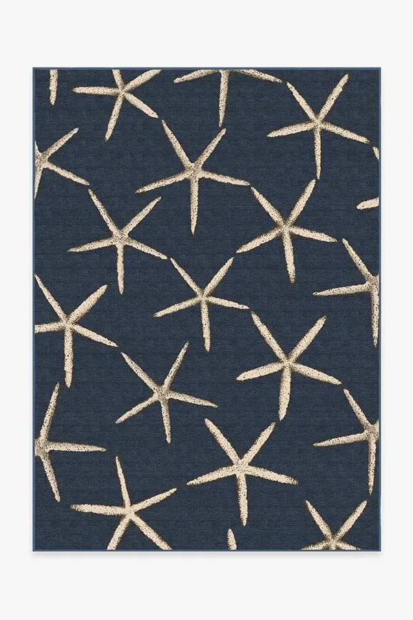 Rectangular Area Rug Machine Washable - Navy