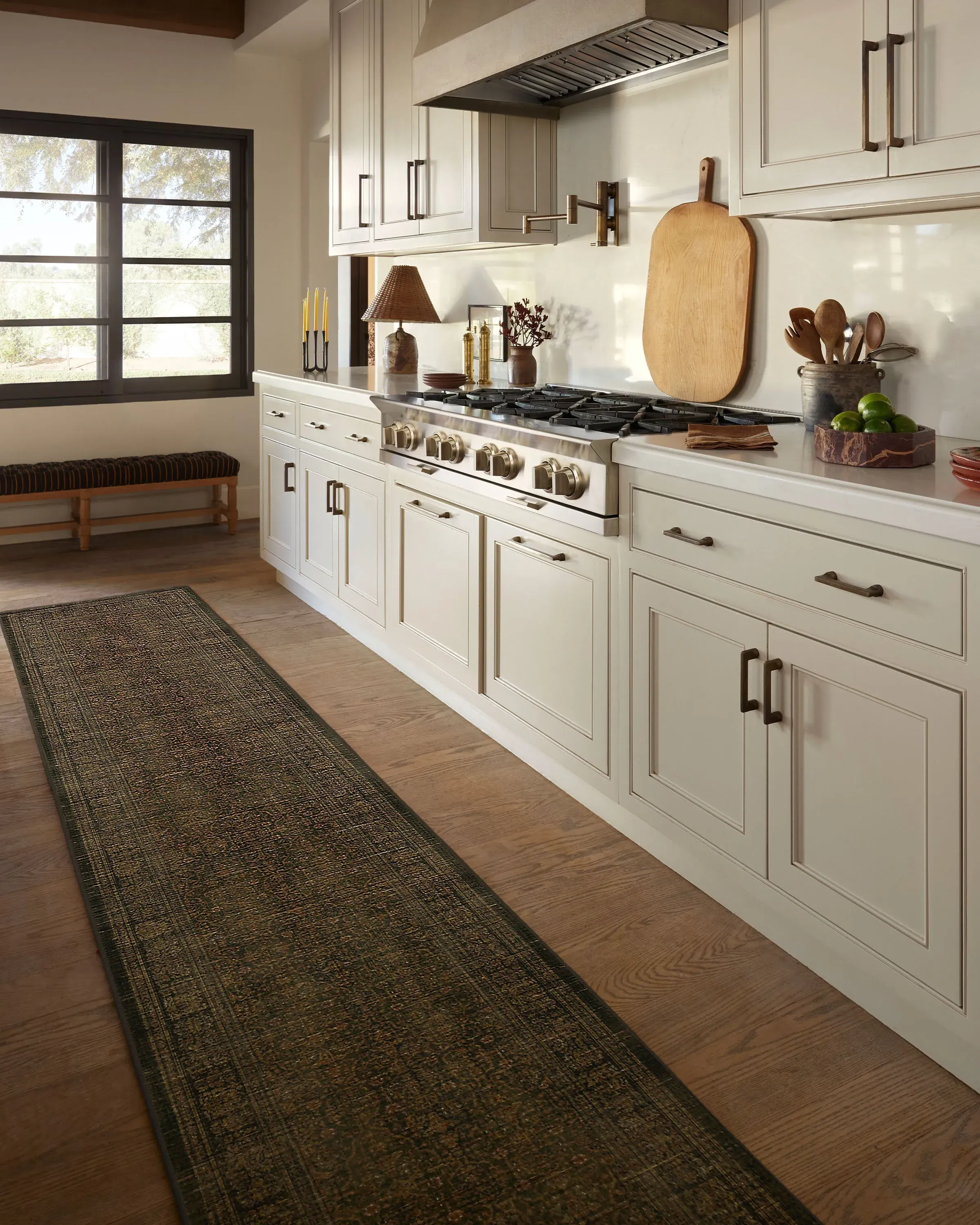 Rectangular Area Rug Machine Washable - Olive