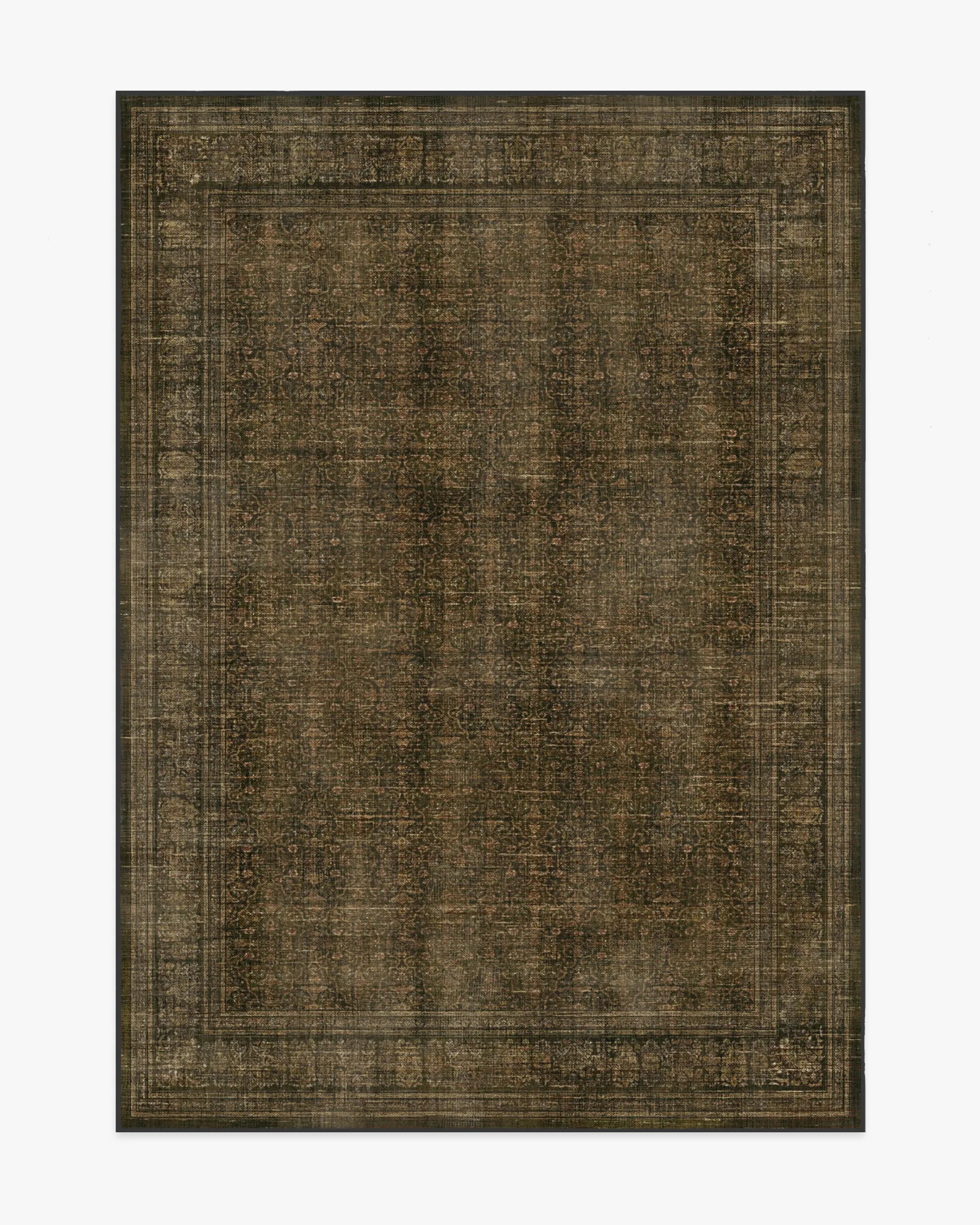 Rectangular Area Rug Machine Washable - Olive