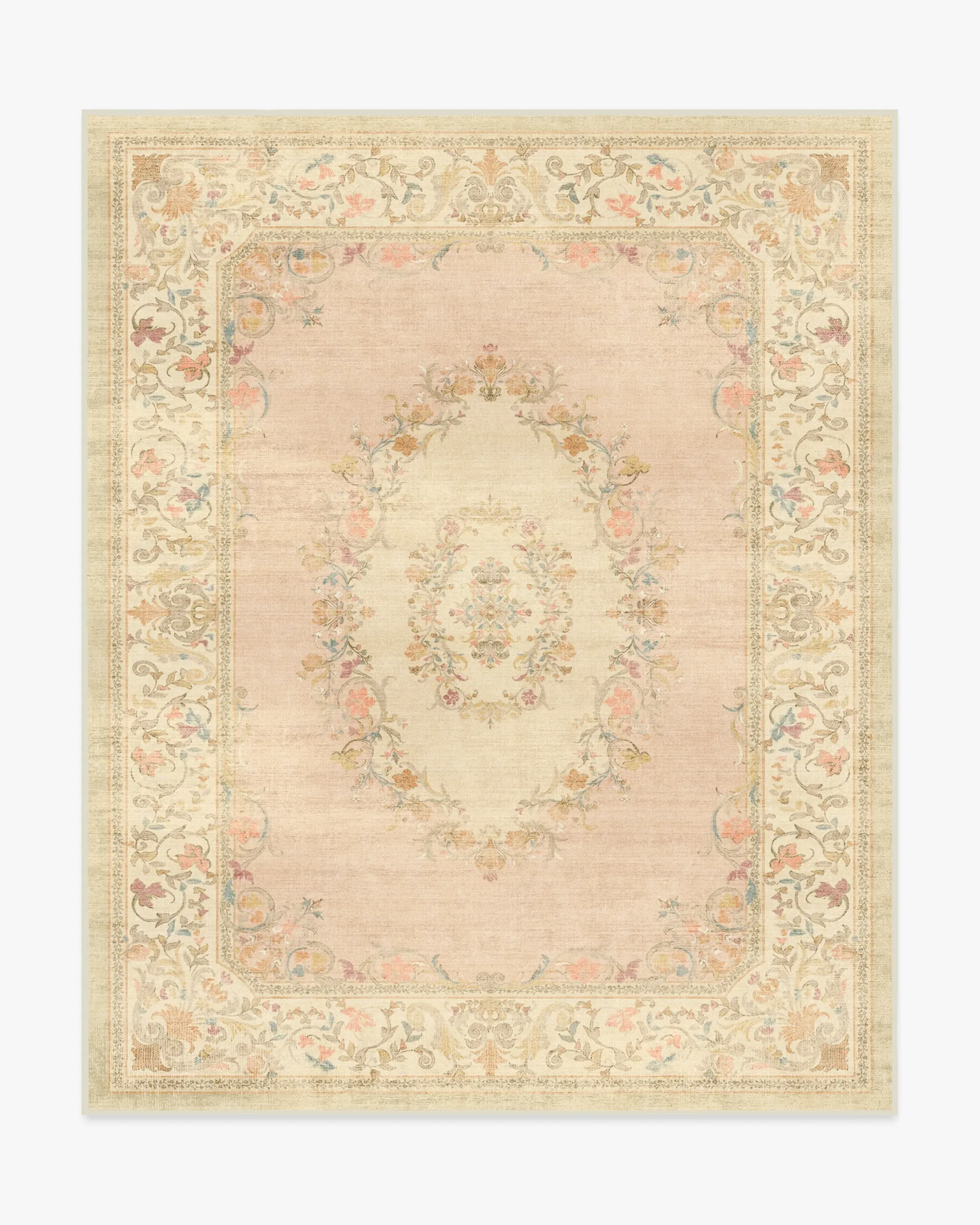 Rectangular Area Rug Machine Washable - Pink