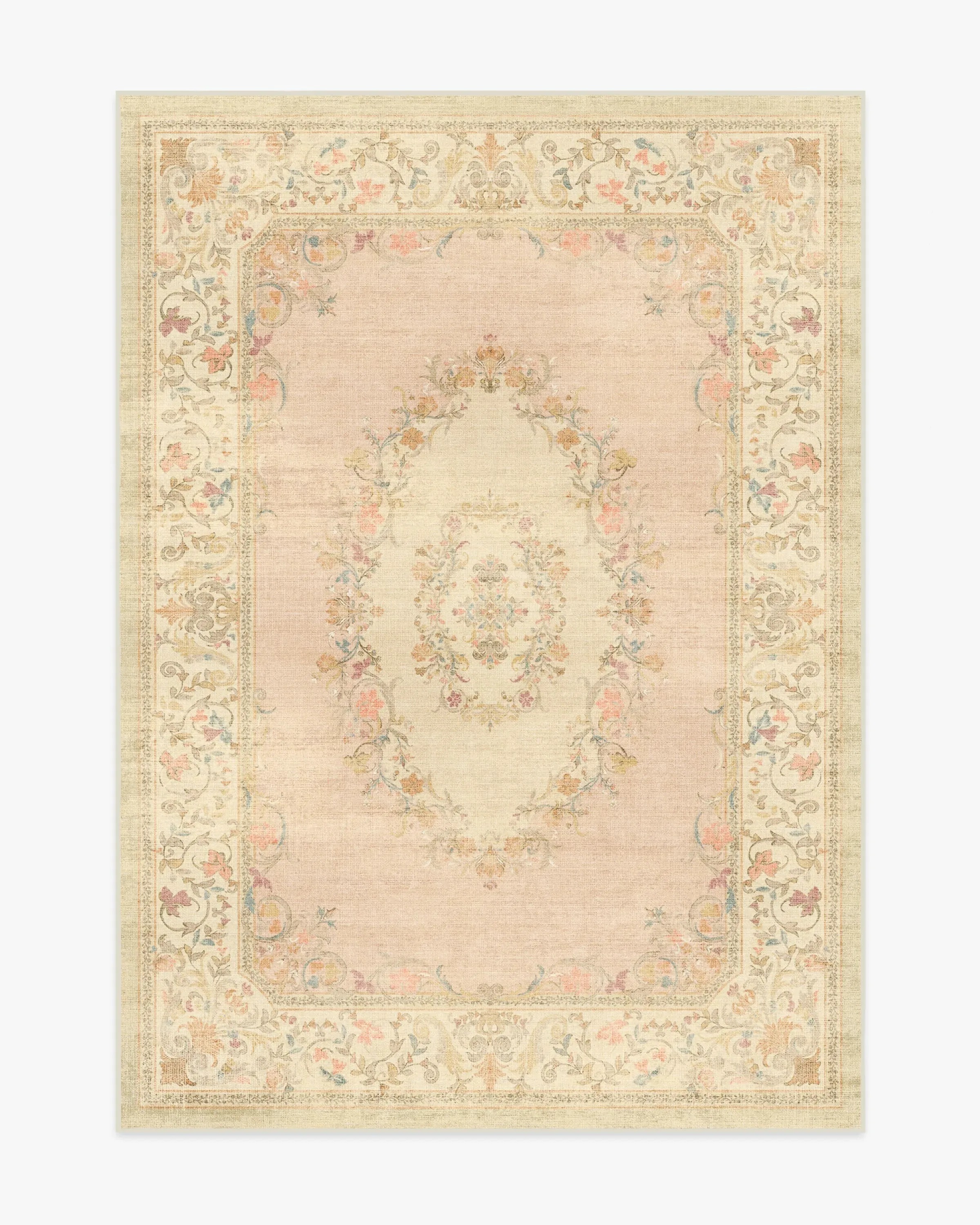 Rectangular Area Rug Machine Washable - Pink