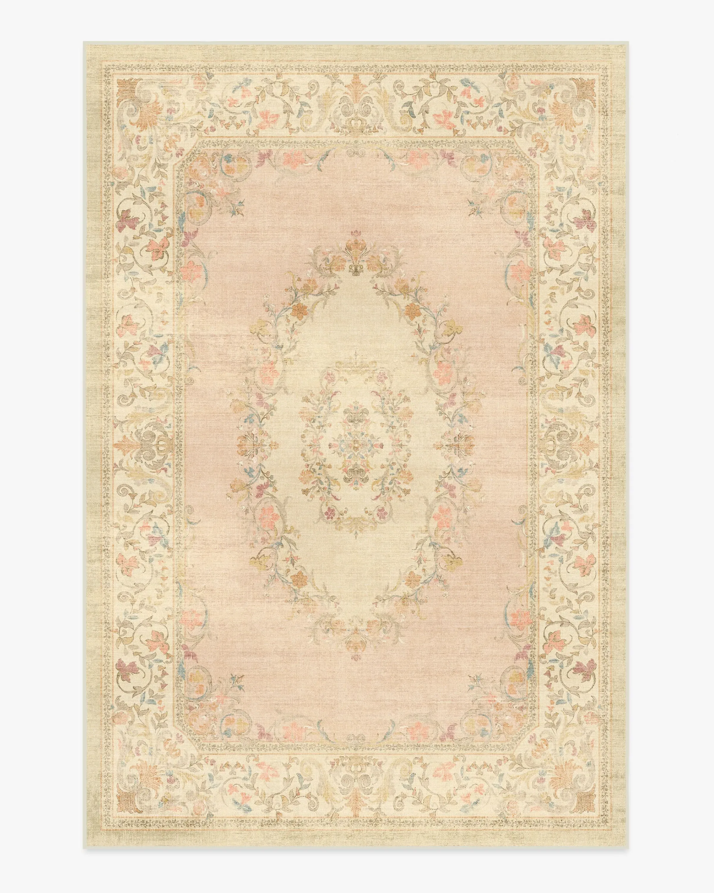 Rectangular Area Rug Machine Washable - Pink