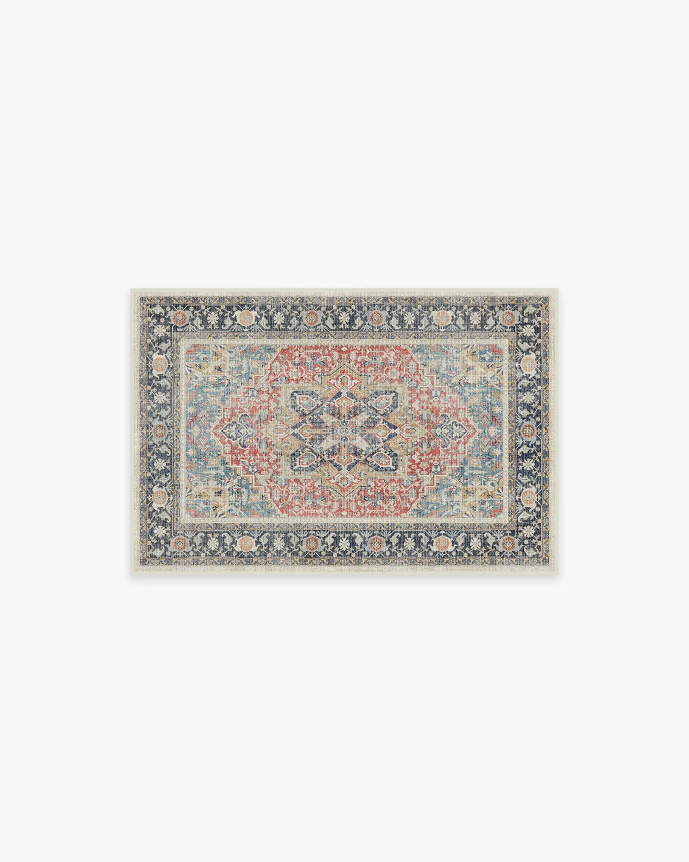 Rectangular Area Rug Machine Washable - Red image